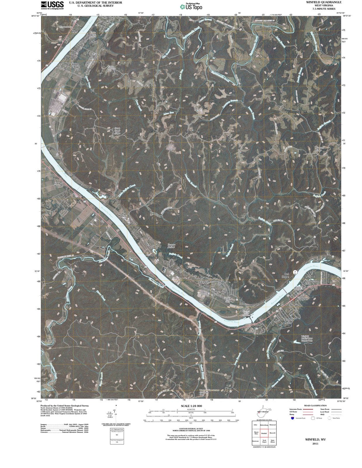 2011 Winfield, WV - West Virginia - USGS Topographic Map