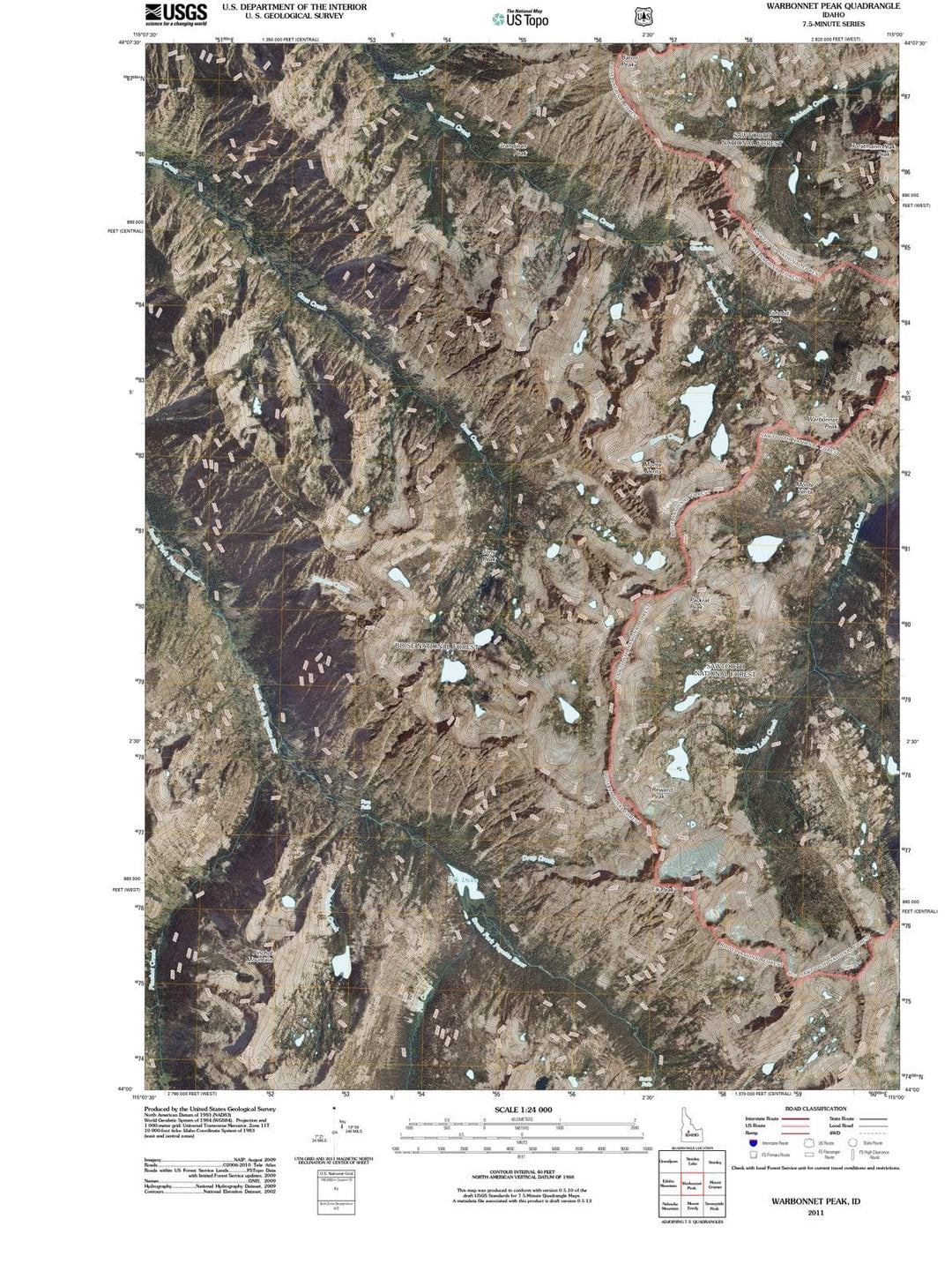 2011 Warbonnet Peak, ID - Idaho - USGS Topographic Map