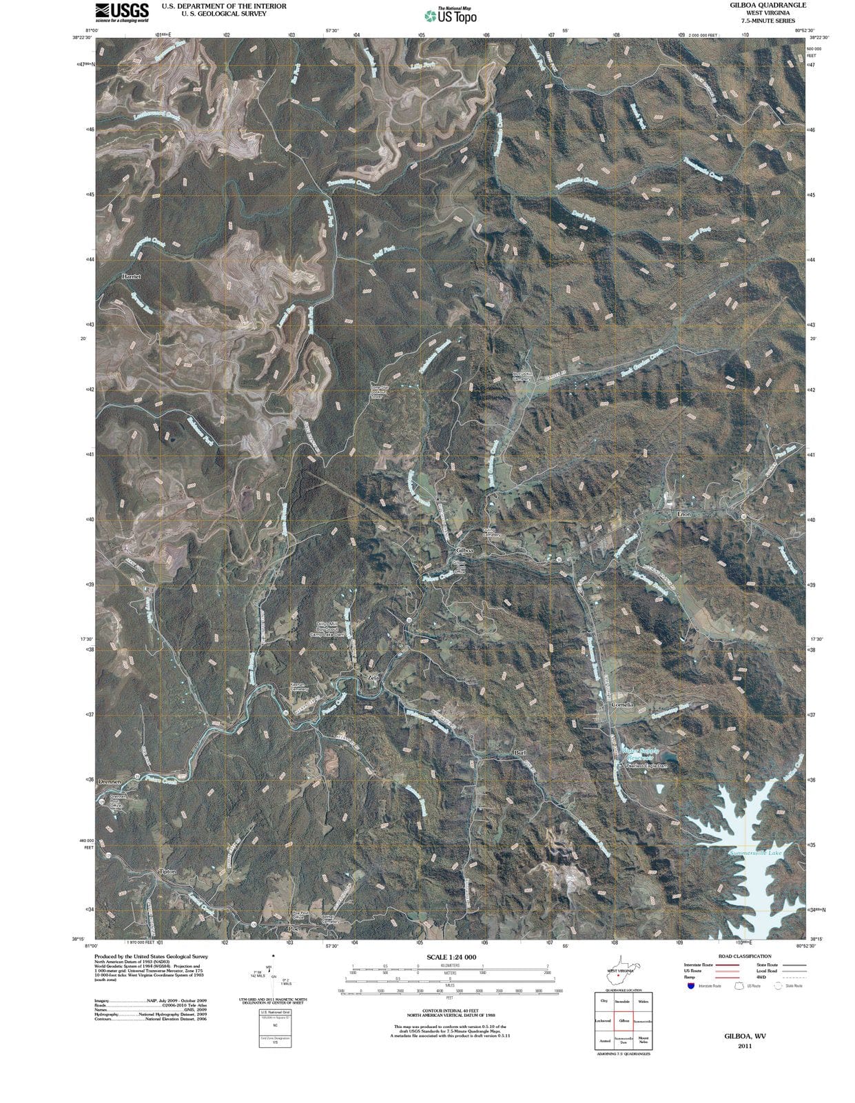 2011 Gilboa, WV - West Virginia - USGS Topographic Map