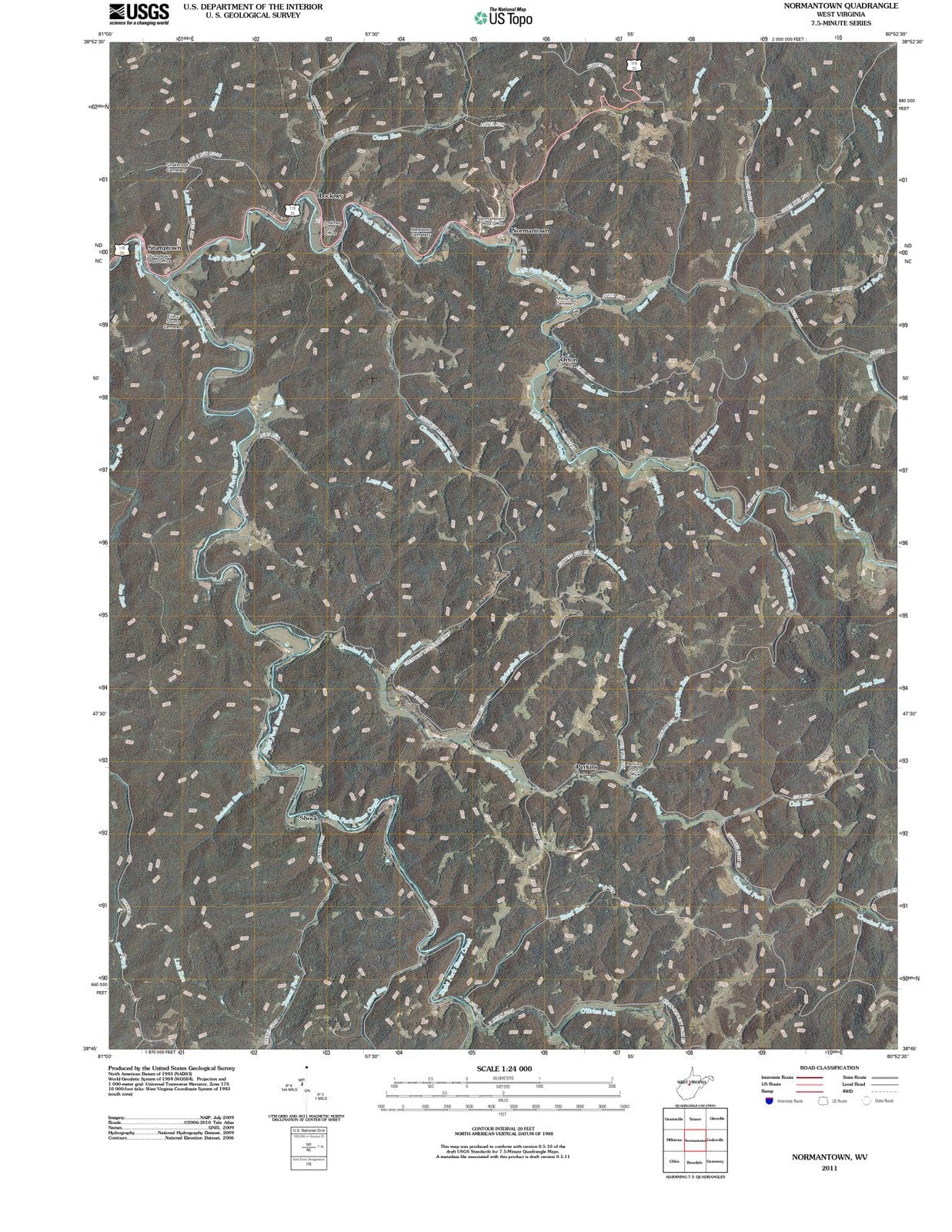 2011 Normantown, WV - West Virginia - USGS Topographic Map