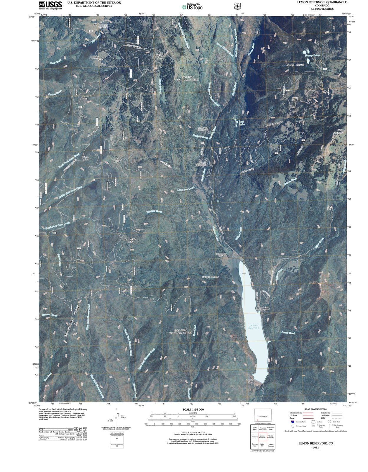 2011 Lemon Reservoir, CO - Colorado - USGS Topographic Map