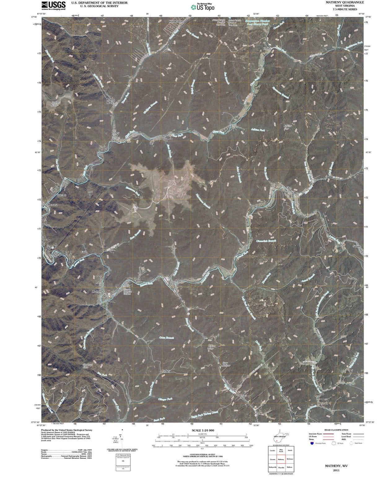 2011 Matheny, WV - West Virginia - USGS Topographic Map