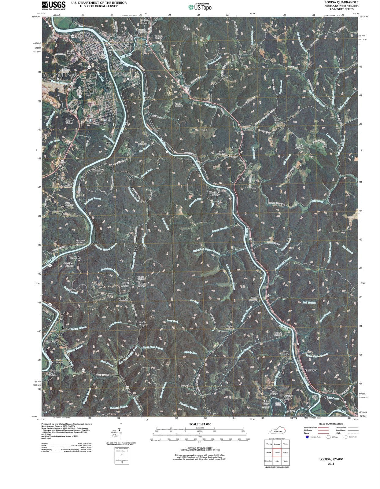 2011 Louisa, KY - Kentucky - USGS Topographic Map