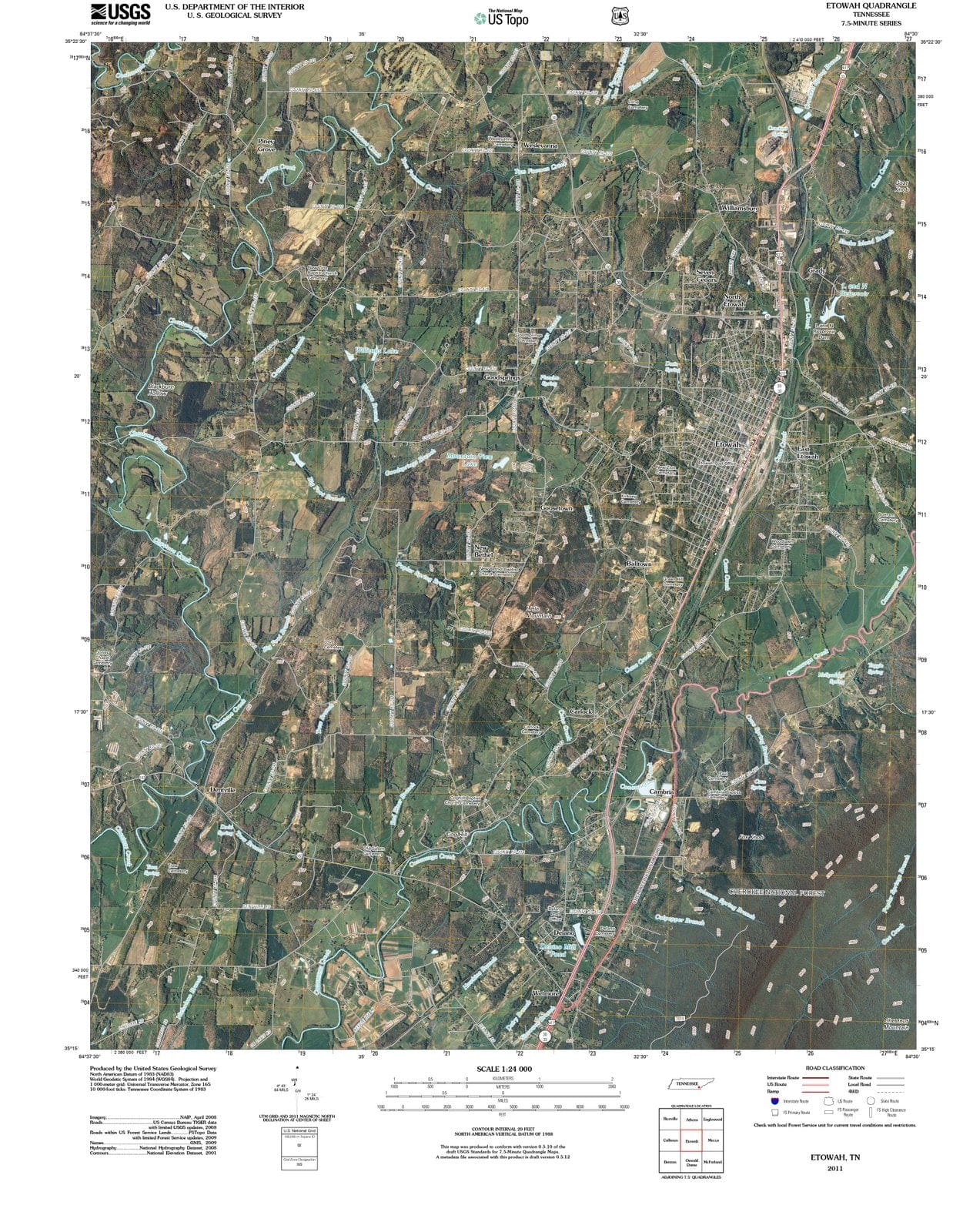 2011 Etowah, TN - Tennessee - USGS Topographic Map