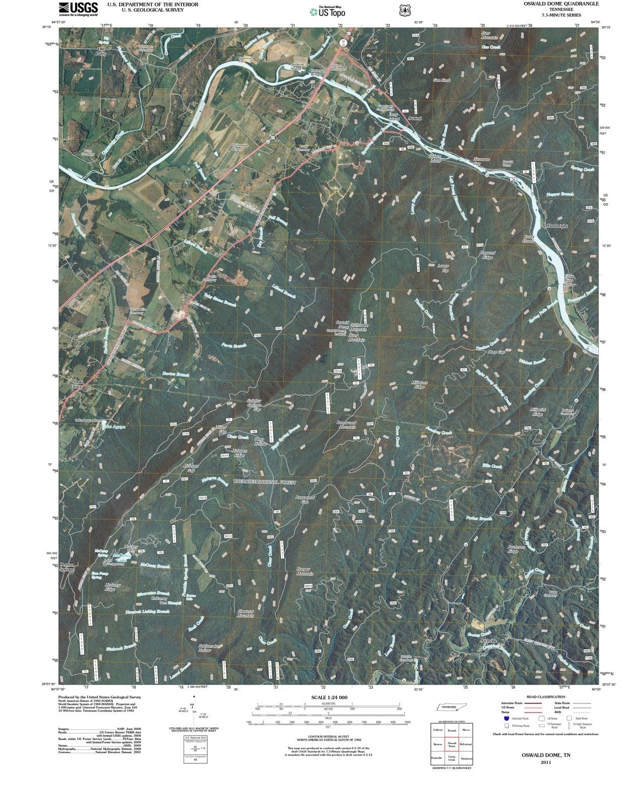 2011 Oswaldome, TN - Tennessee - USGS Topographic Map