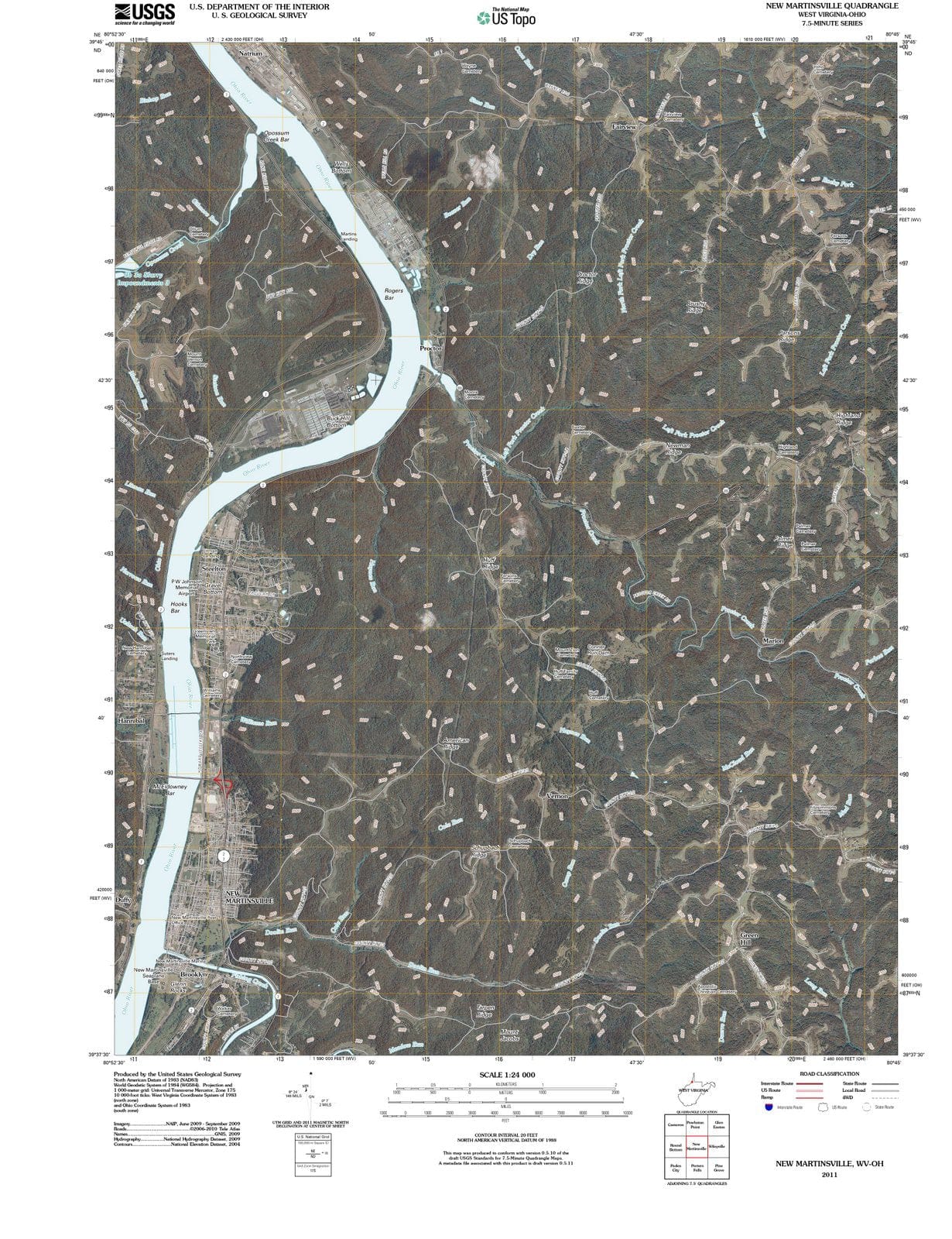 2011 New Martinsville, WV - West Virginia - USGS Topographic Map