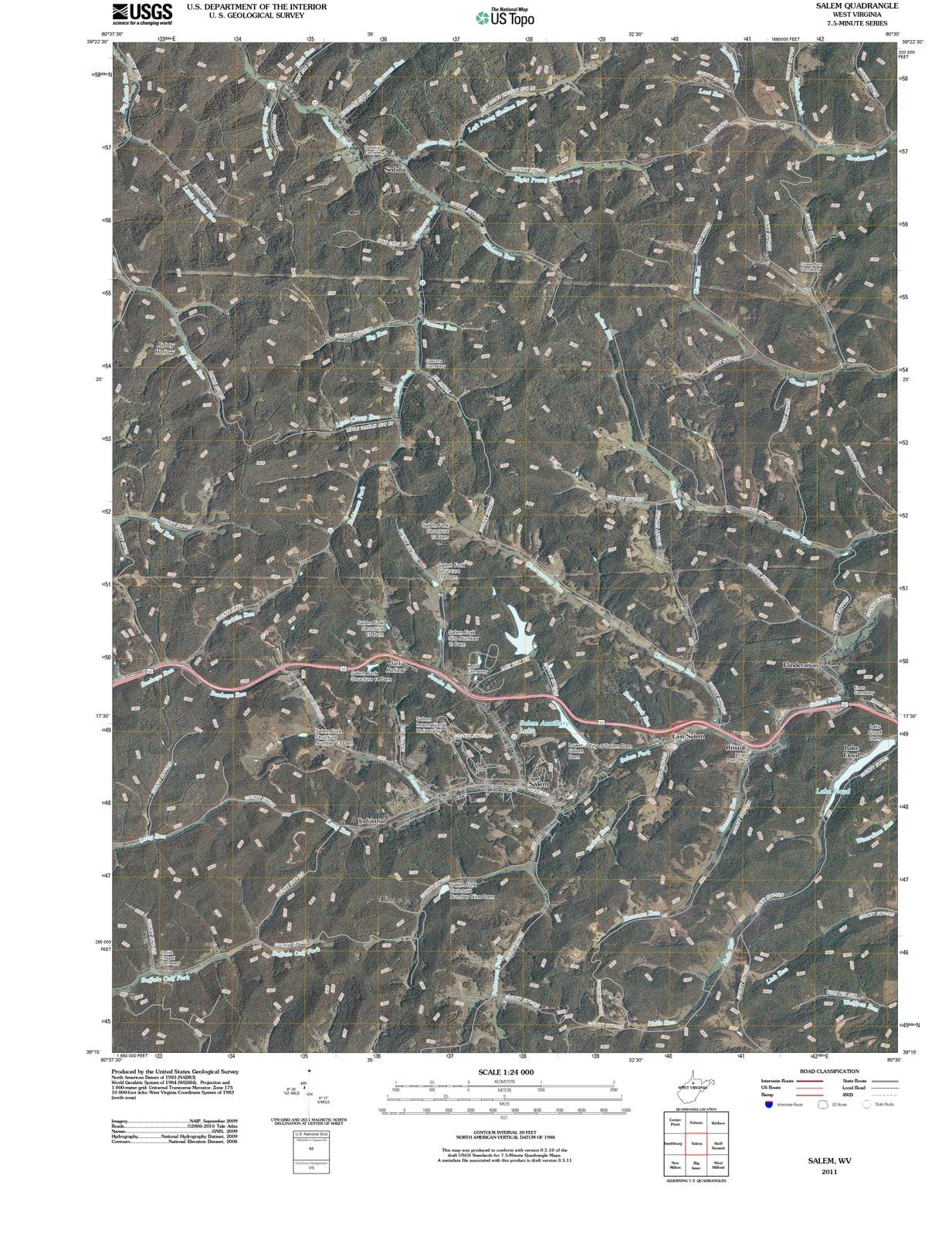 2011 Salem, WV - West Virginia - USGS Topographic Map