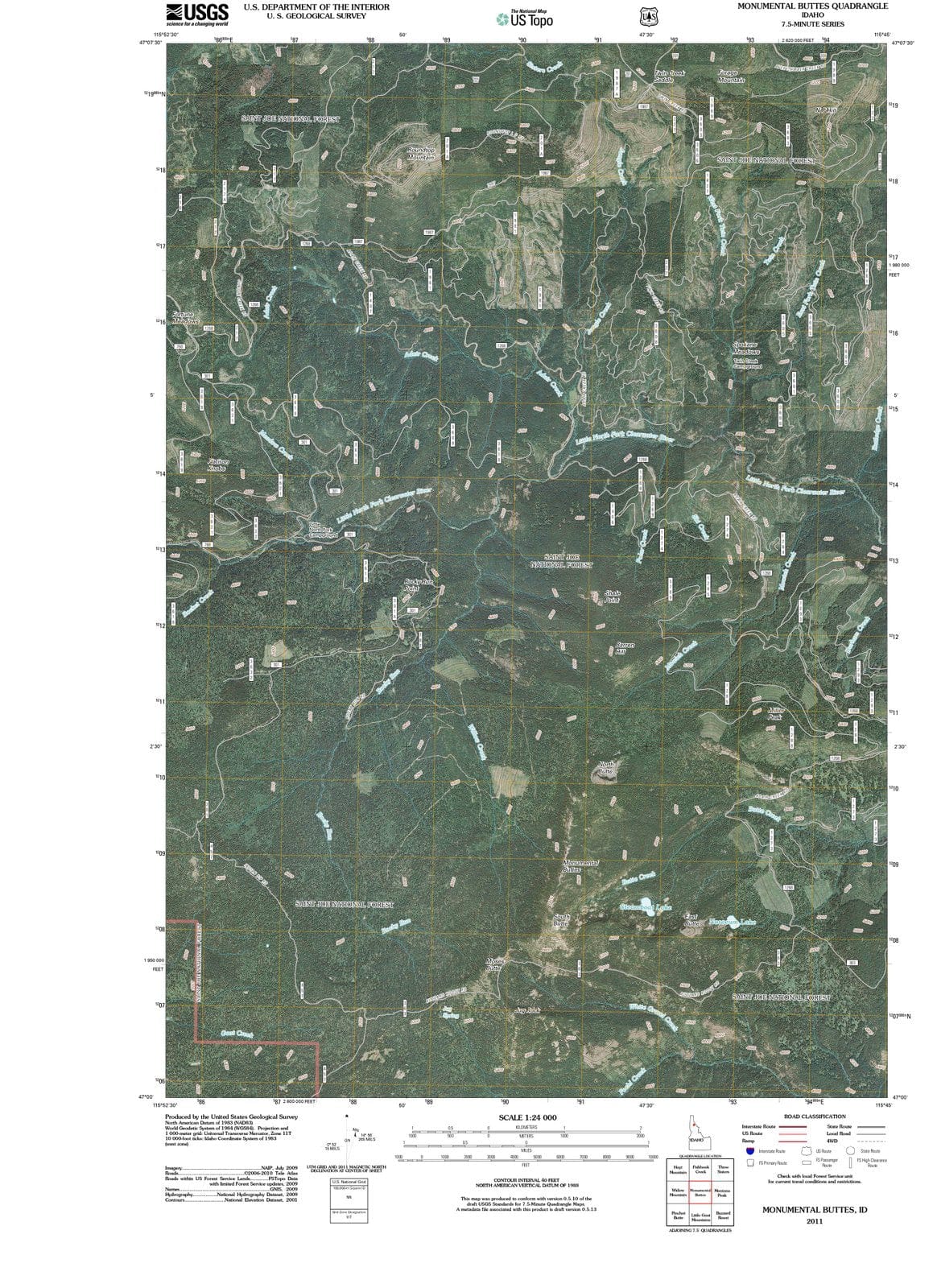 2011 Monumental Buttes, ID - Idaho - USGS Topographic Map