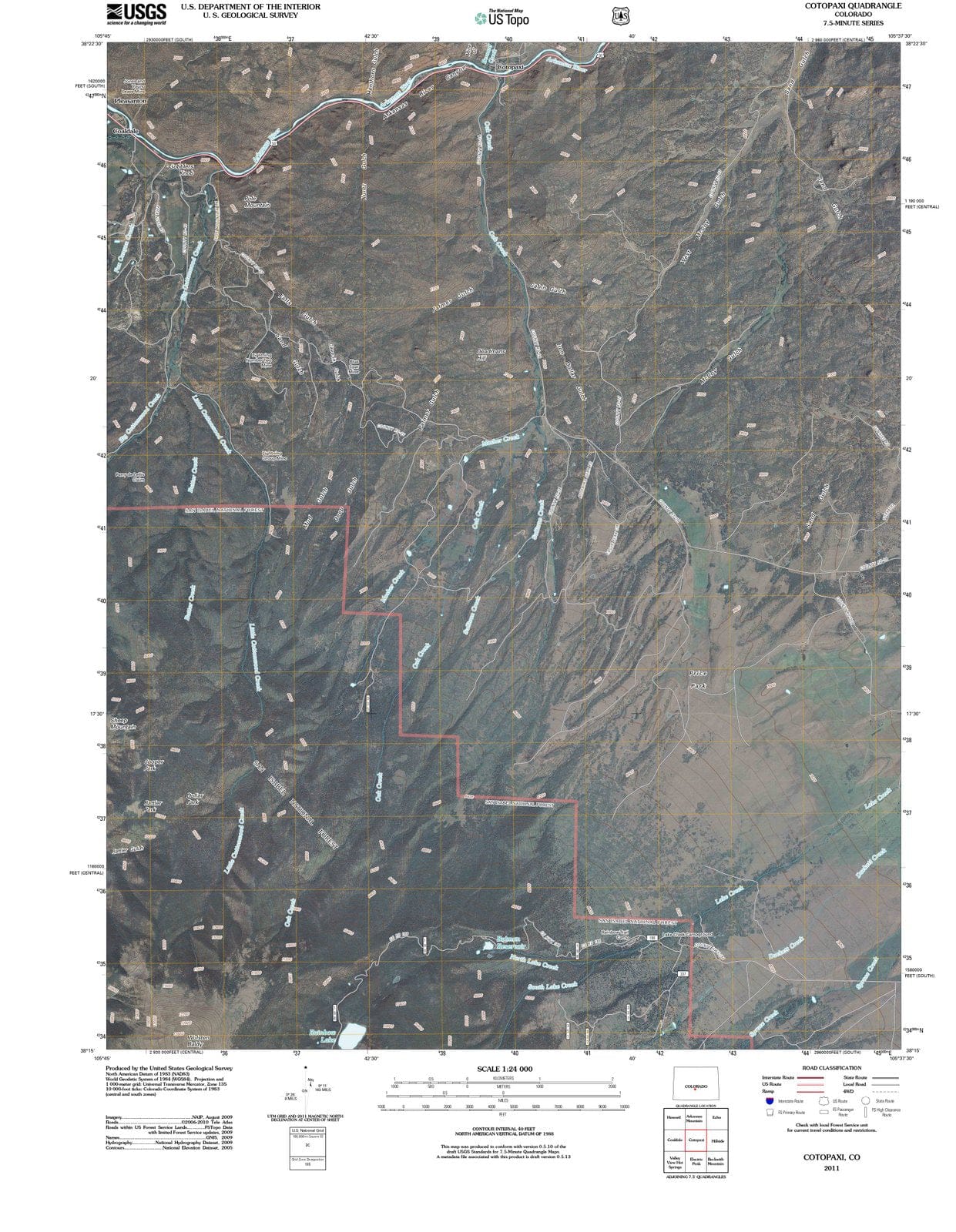 2011 Cotopaxi, CO - Colorado - USGS Topographic Map