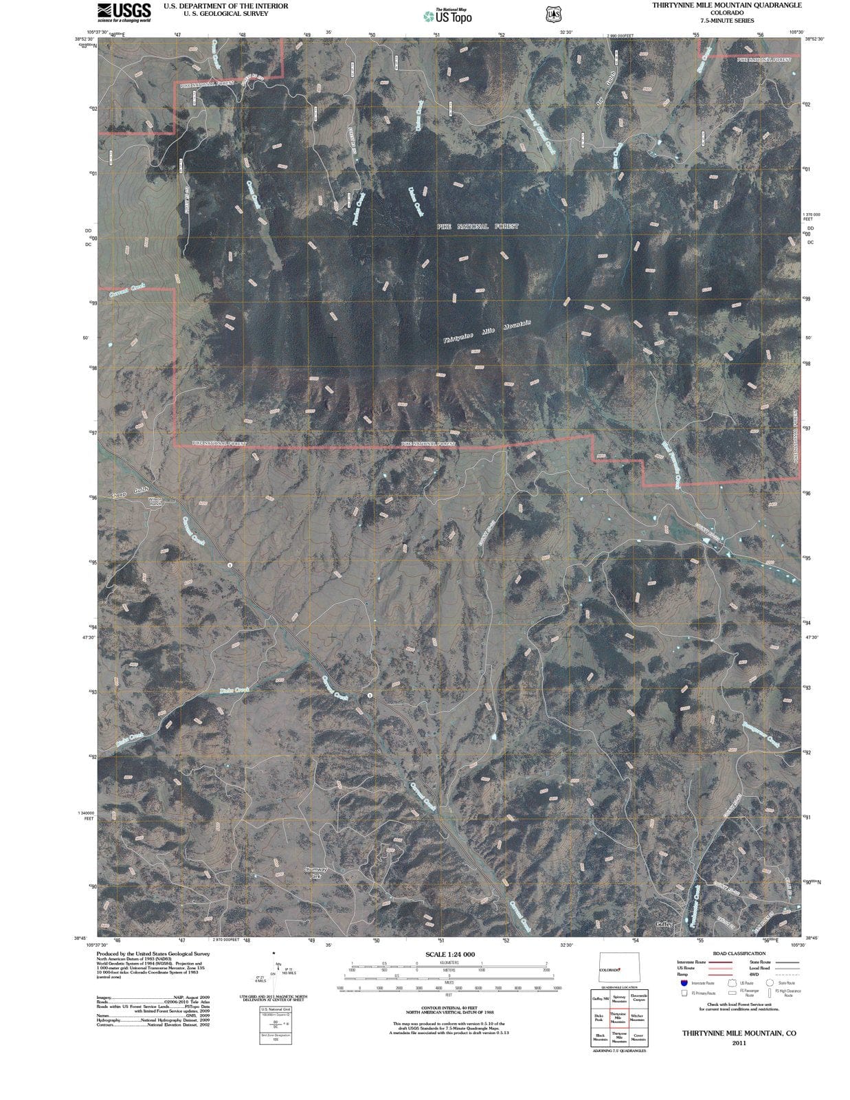 2011 Thirtynine Mile Mountain, CO - Colorado - USGS Topographic Map