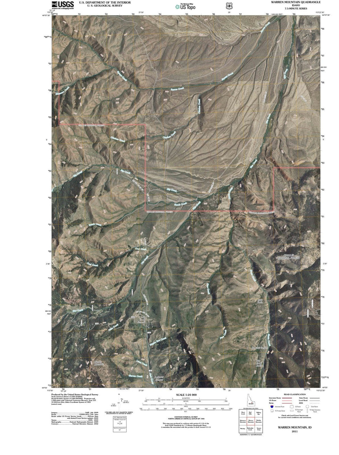 2011 Warren Mountain, ID - Idaho - USGS Topographic Map