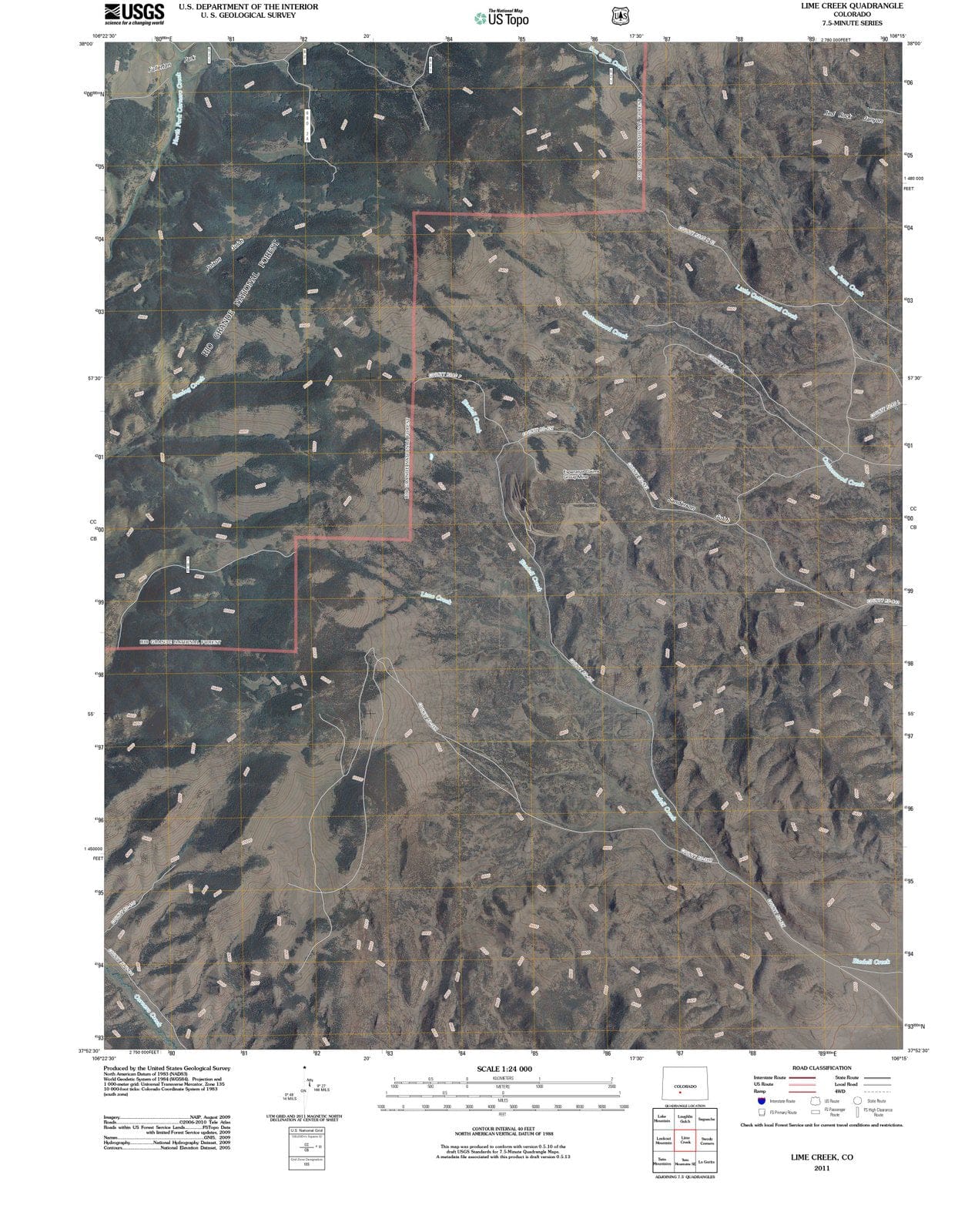 2011 Lime Creek, CO - Colorado - USGS Topographic Map