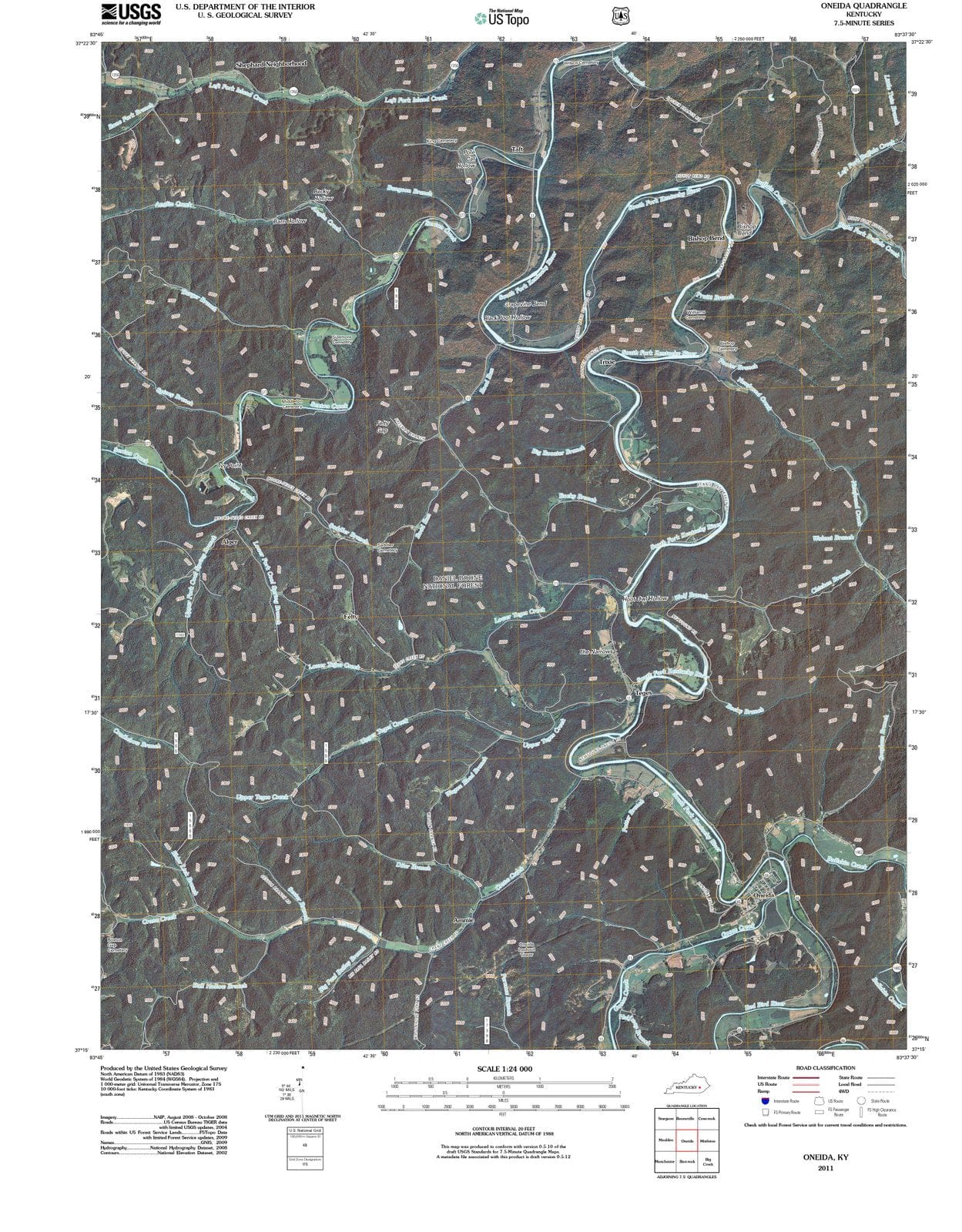 2011 Oneida, KY - Kentucky - USGS Topographic Map