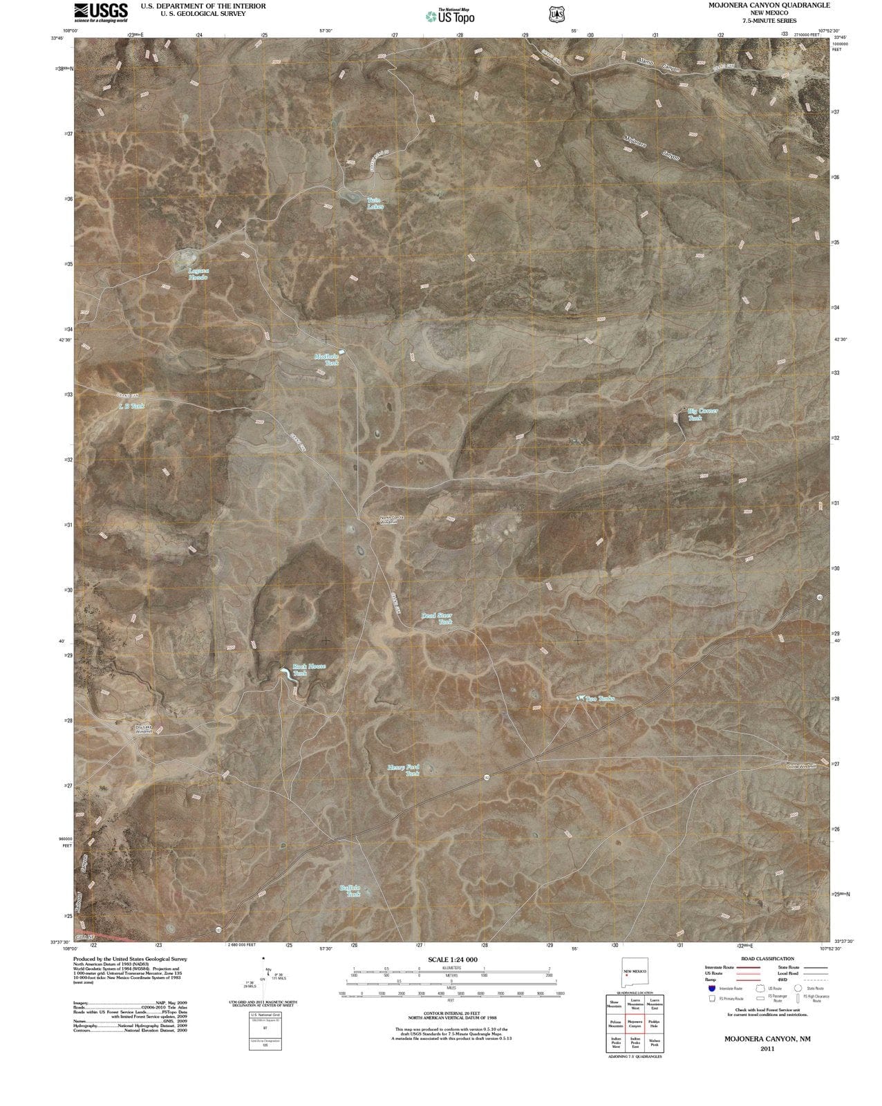 2011 Mojonera Canyon, NM - New Mexico - USGS Topographic Map