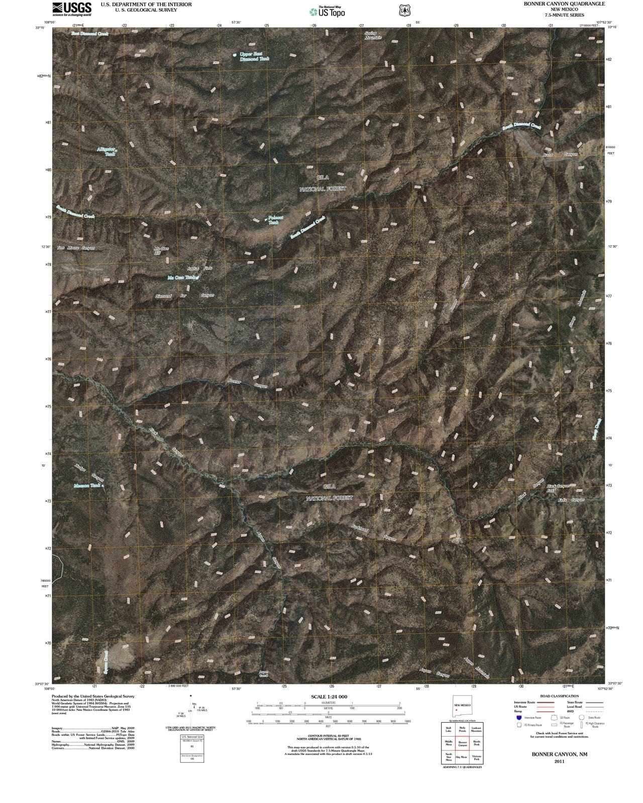2011 Bonner Canyon, NM - New Mexico - USGS Topographic Map