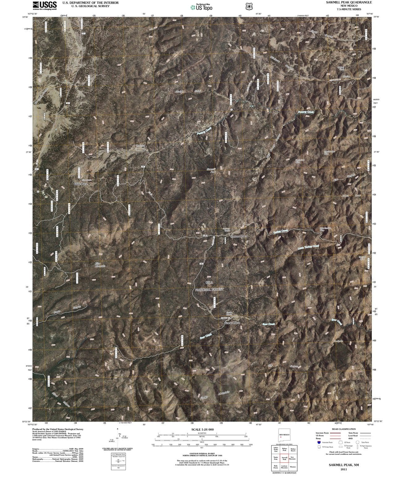 2011 Sawmill Peak, NM - New Mexico - USGS Topographic Map