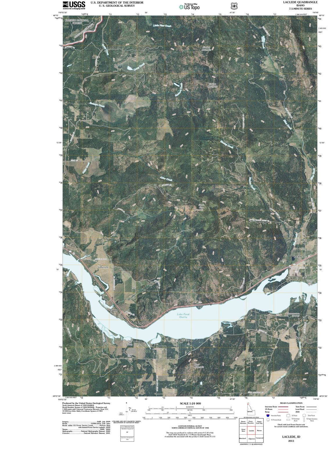 2011 Laclede, ID - Idaho - USGS Topographic Map