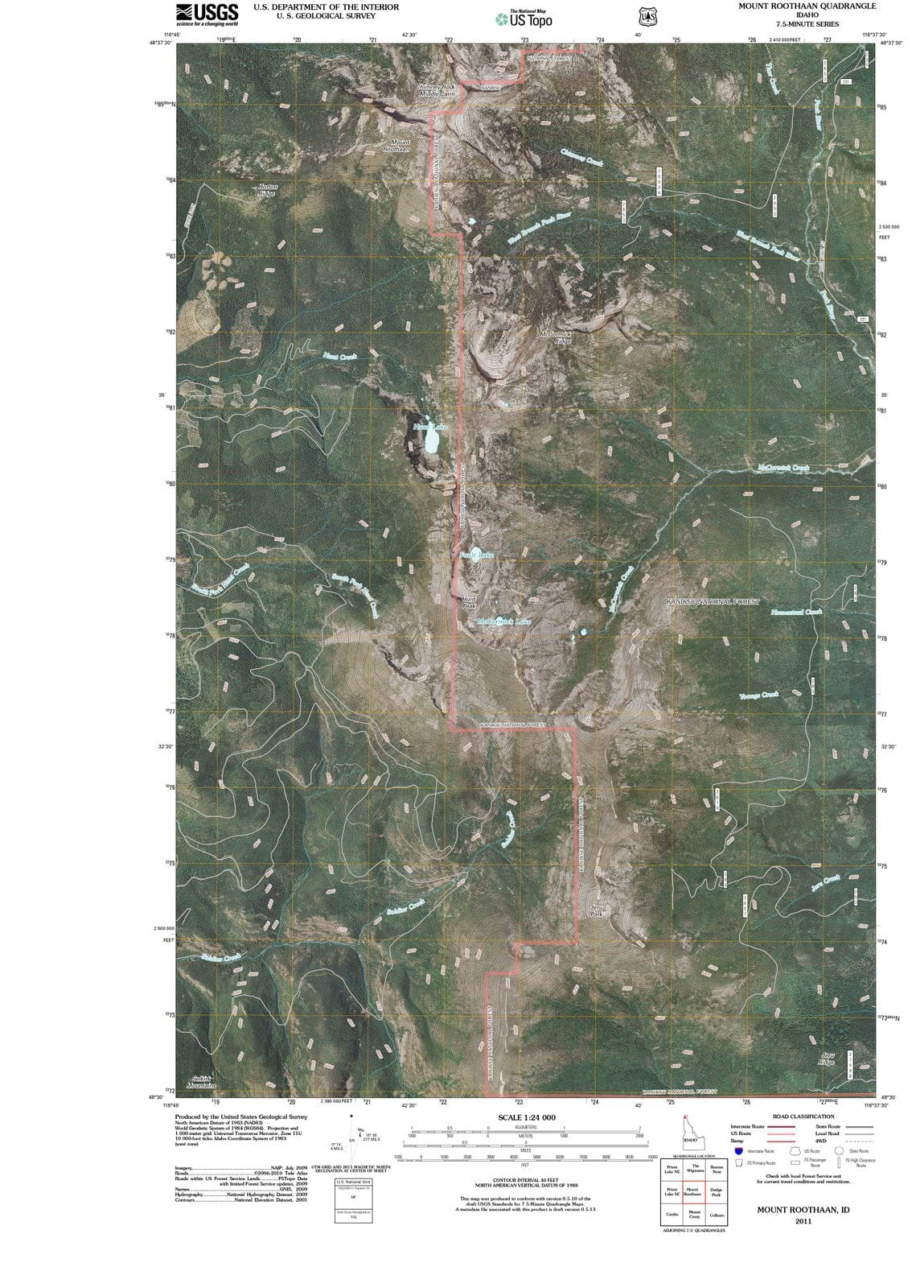 2011 Mount Roothaan, ID - Idaho - USGS Topographic Map