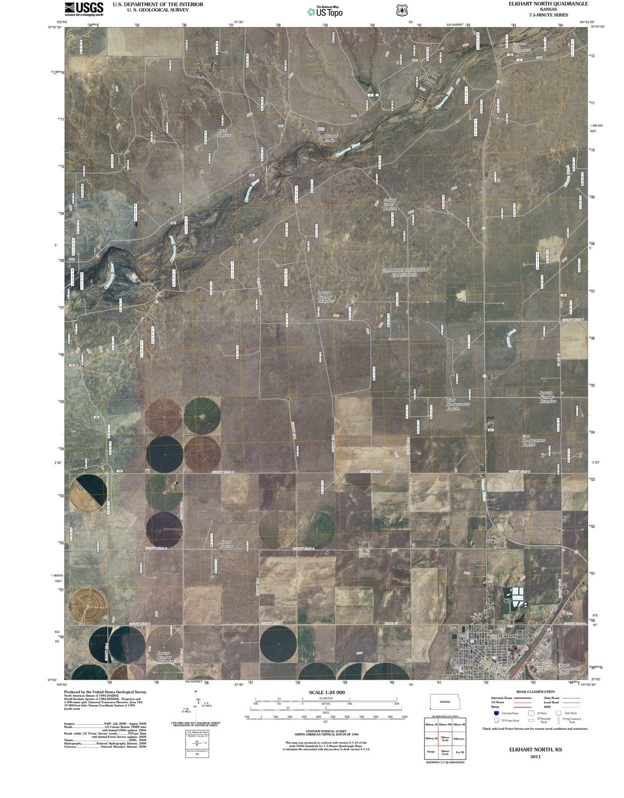 2011 Elkhart North, KS - Kansas - USGS Topographic Map