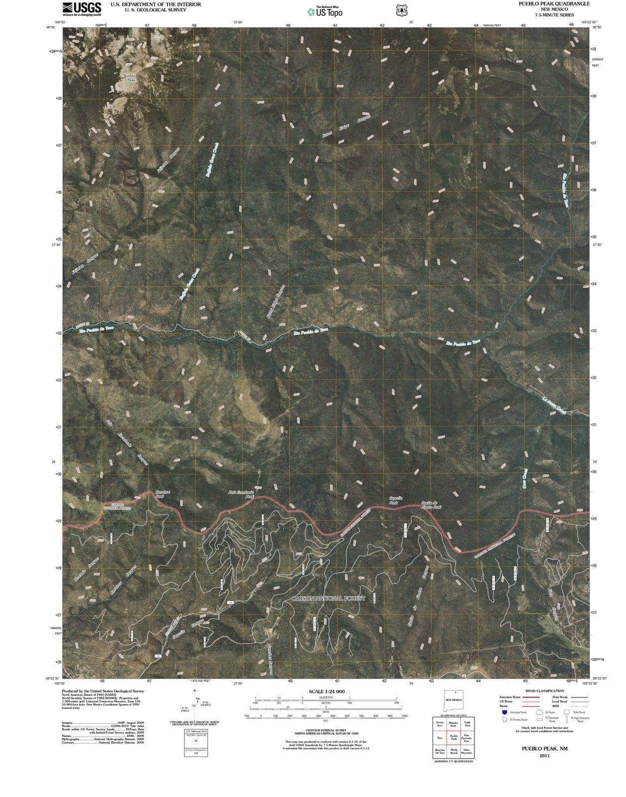 2011 Pueblo Peak, NM - New Mexico - USGS Topographic Map