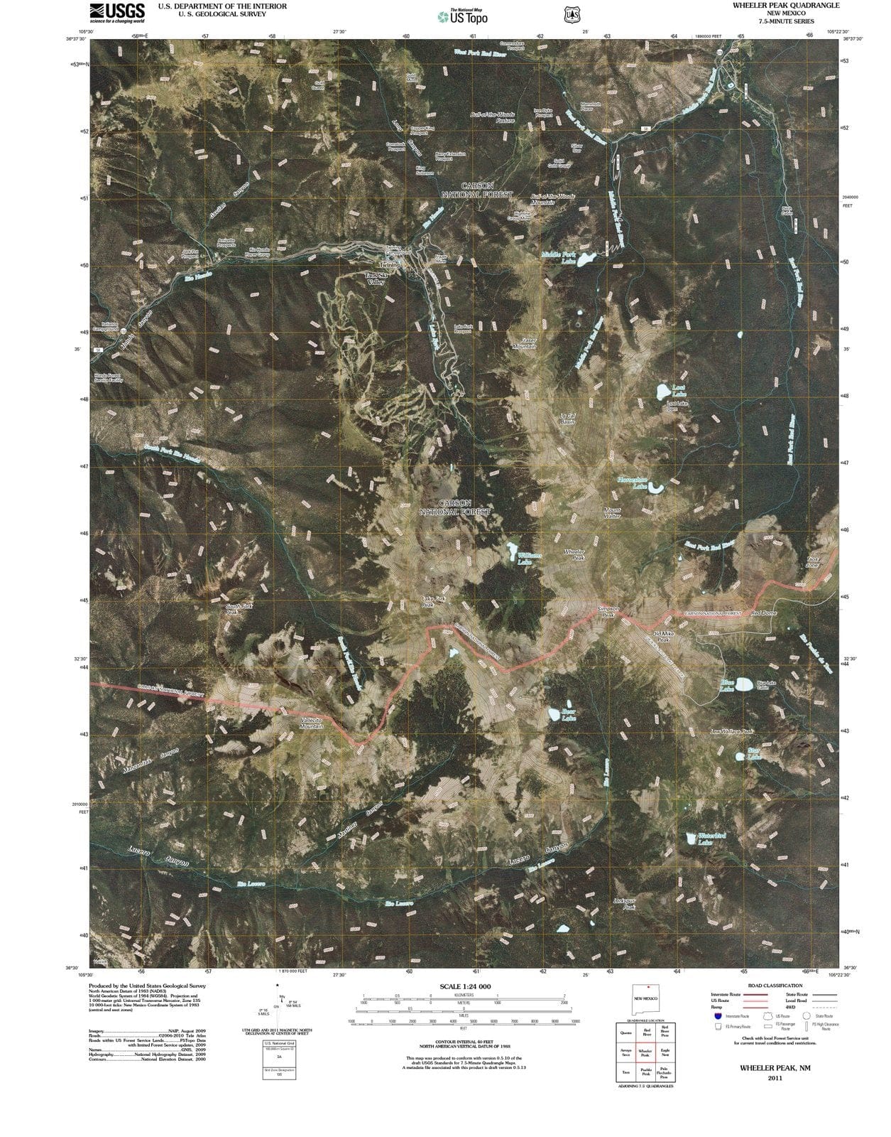 2011 Wheeler Peak, NM - New Mexico - USGS Topographic Map