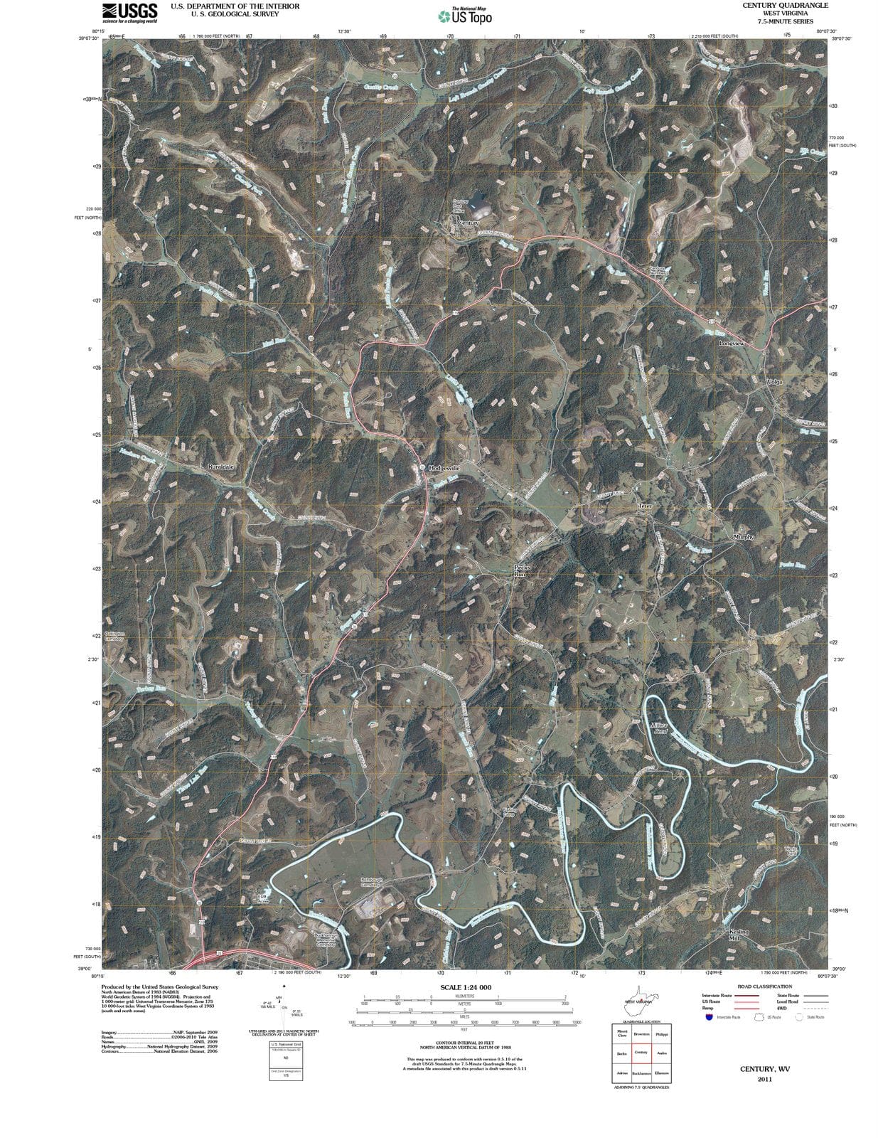 2011 Century, WV - West Virginia - USGS Topographic Map