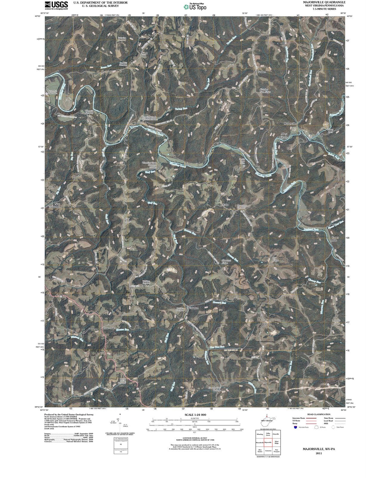 2011 Majorsville, WV - West Virginia - USGS Topographic Map