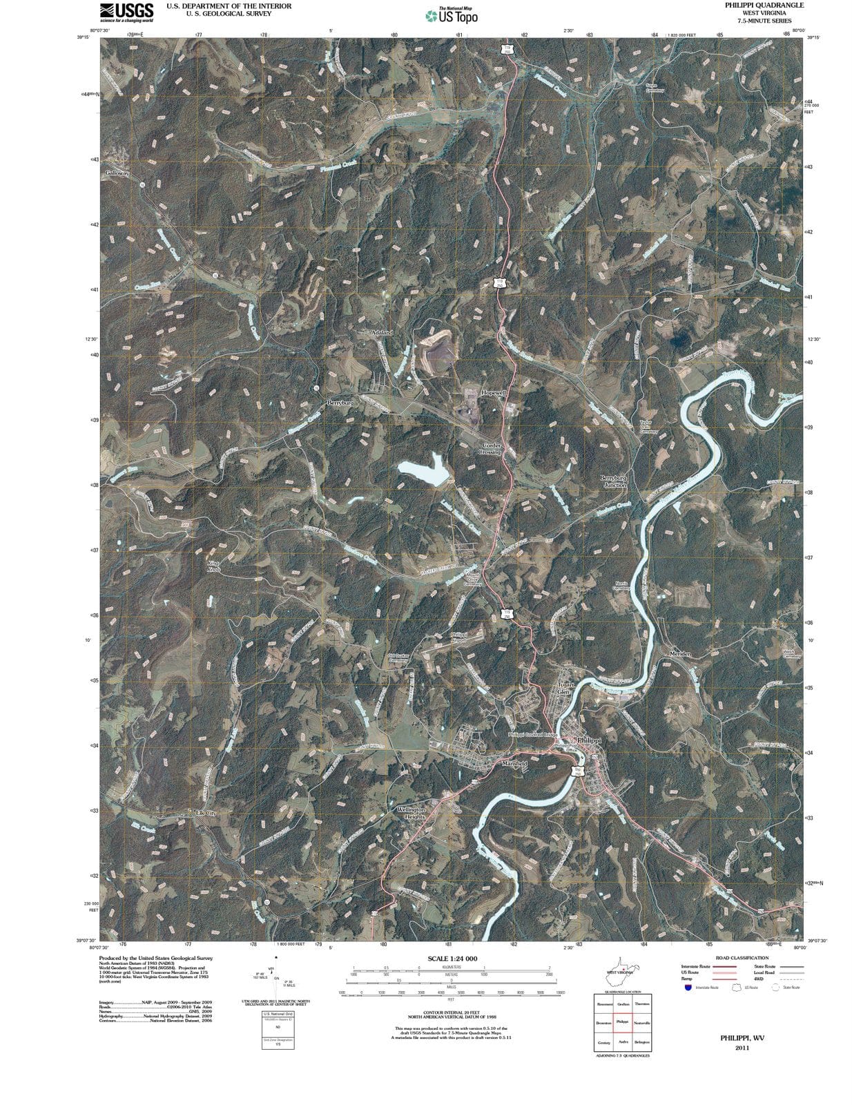 2011 Philippi, WV - West Virginia - USGS Topographic Map