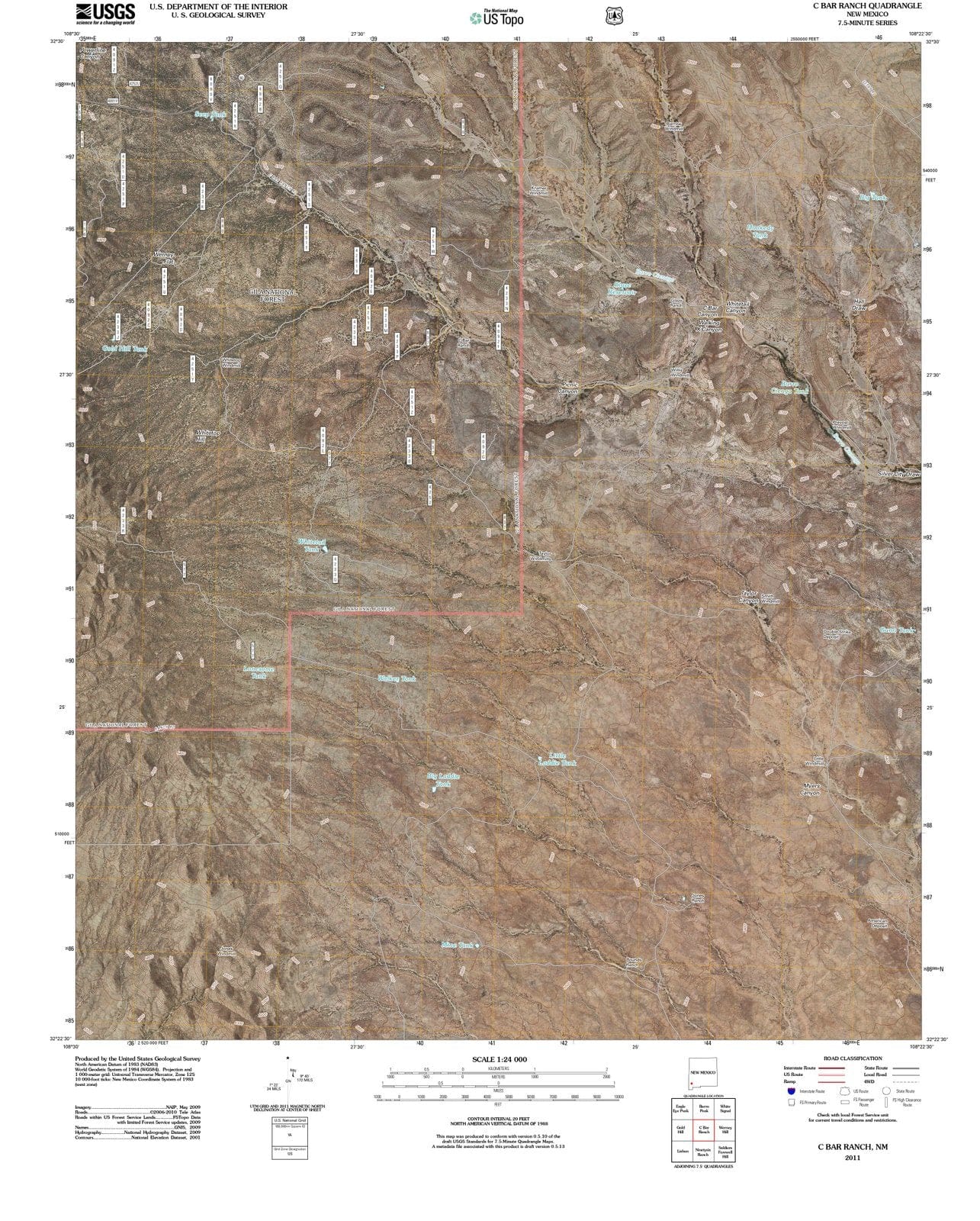 2011 C Bar Ranch, NM - New Mexico - USGS Topographic Map