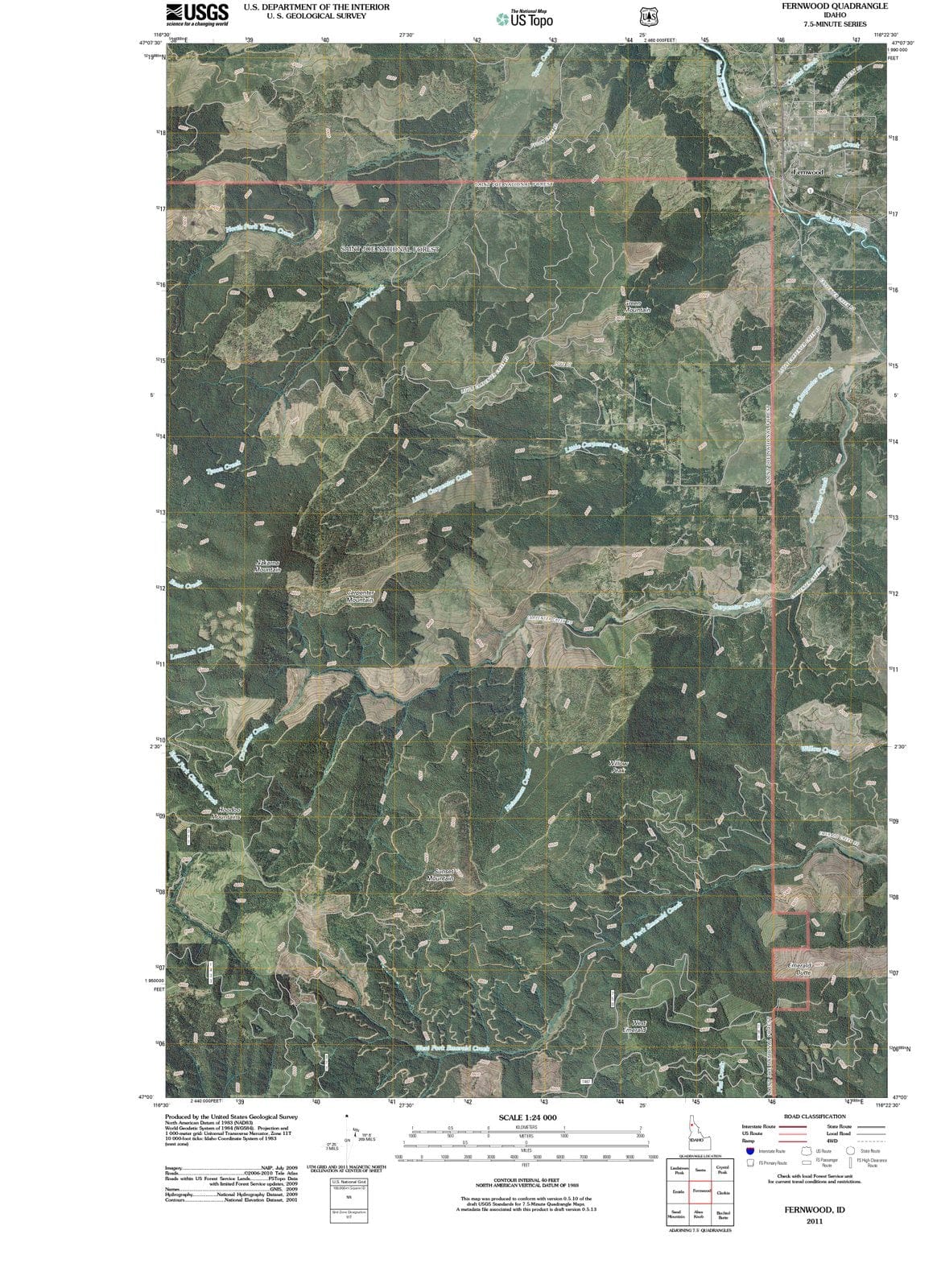 2011 Fernwood, ID - Idaho - USGS Topographic Map