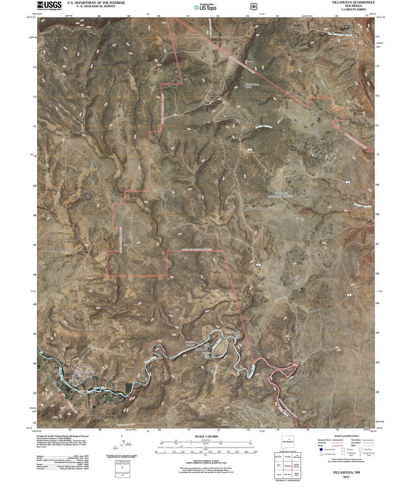 2011 Villanueva, NM - New Mexico - USGS Topographic Map