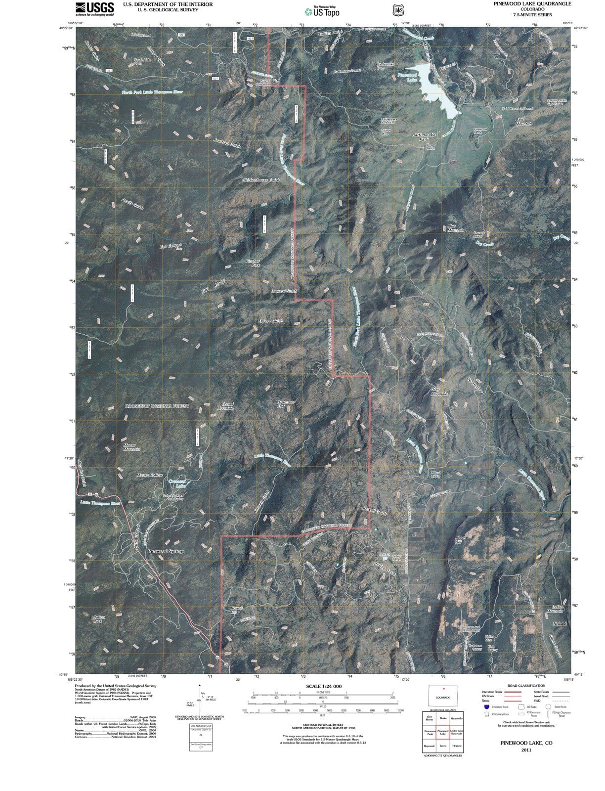 2011 Pinewood Lake, CO - Colorado - USGS Topographic Map