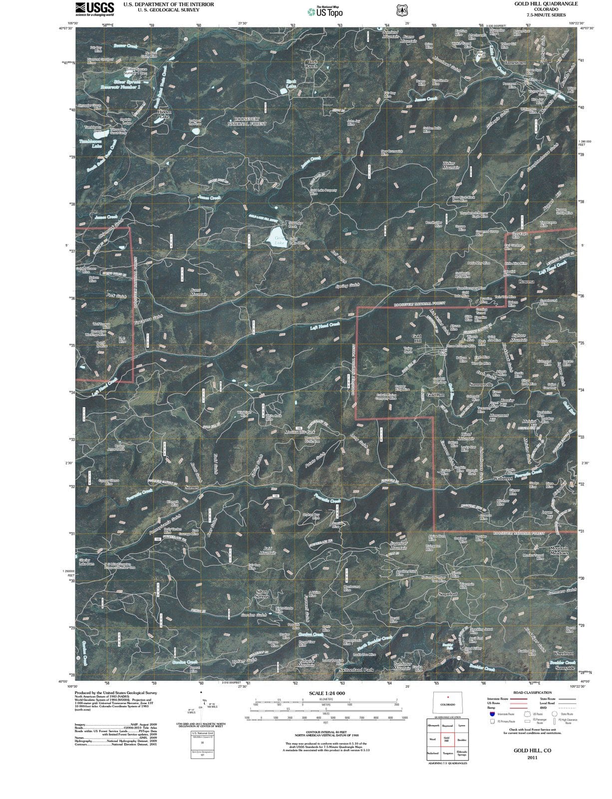2011 Gold Hill, CO - Colorado - USGS Topographic Map