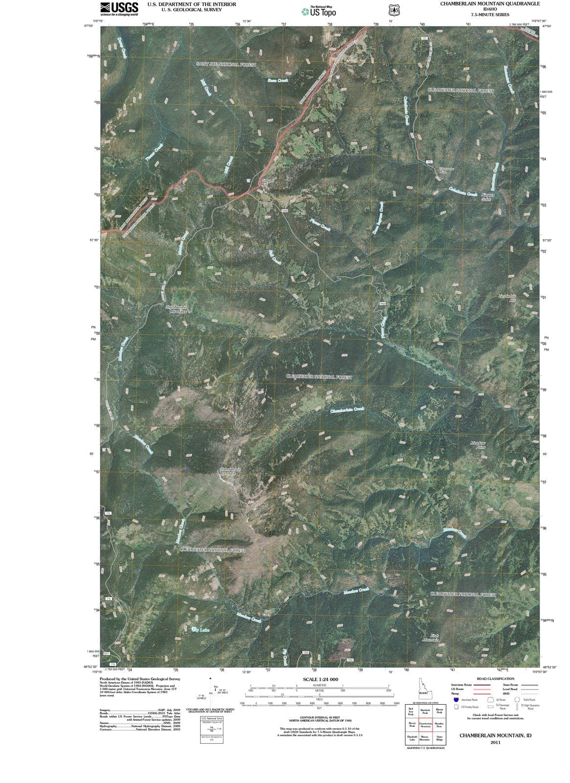 2011 Chamberlain Mountain, ID - Idaho - USGS Topographic Map