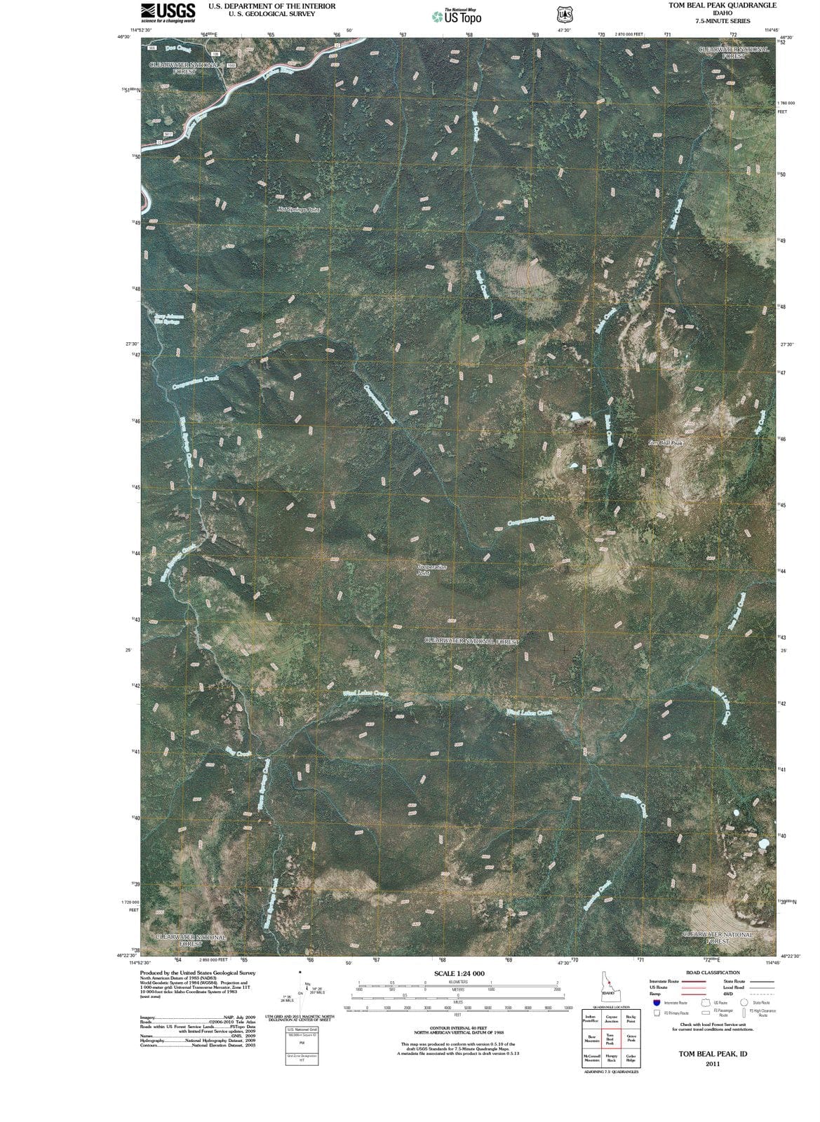 2011 Tom Beal Peak, ID - Idaho - USGS Topographic Map