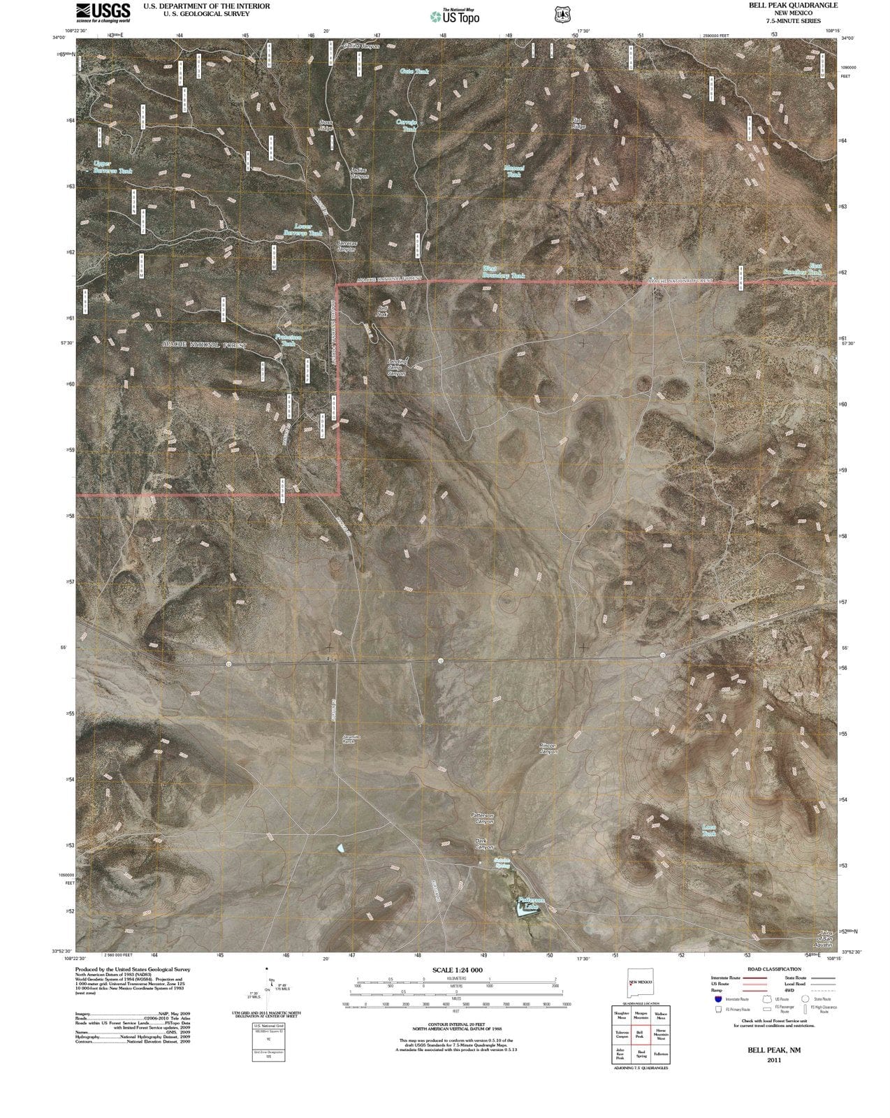 2011 Bell Peak, NM - New Mexico - USGS Topographic Map