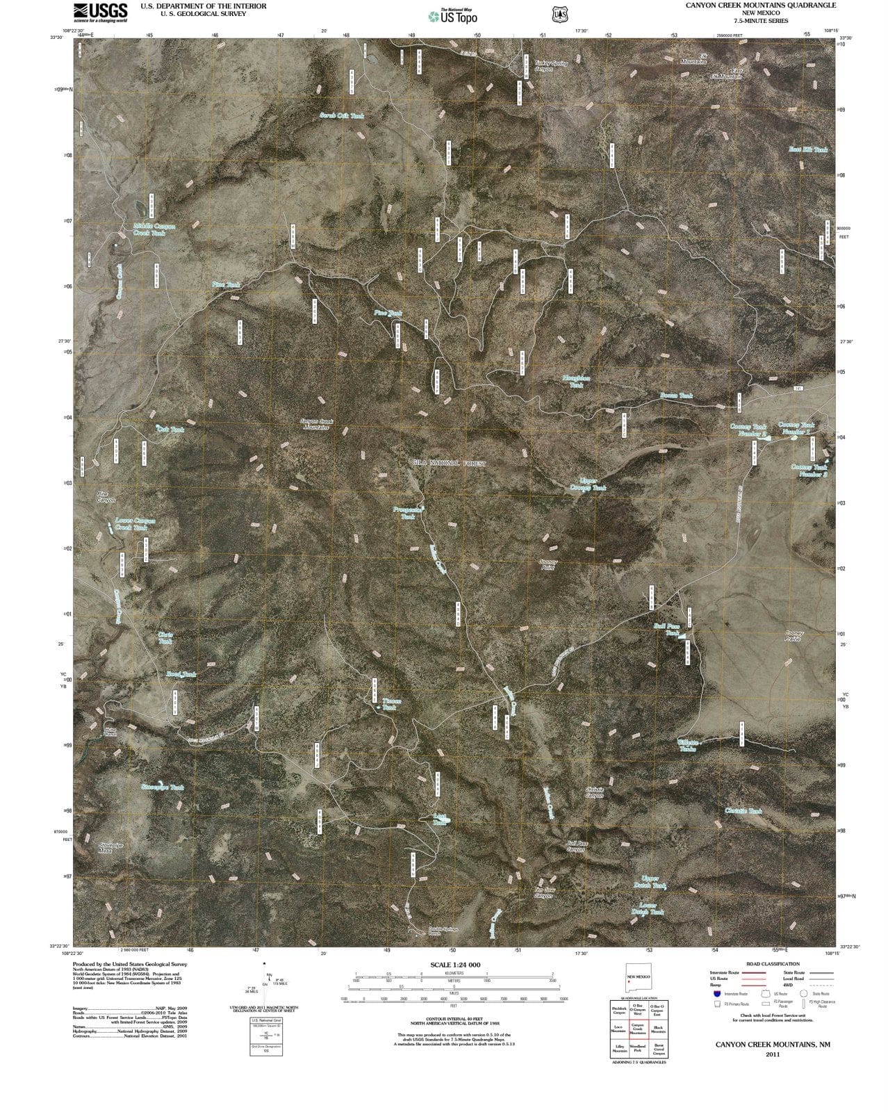 2011 Canyon Creek Mountains, NM - New Mexico - USGS Topographic Map