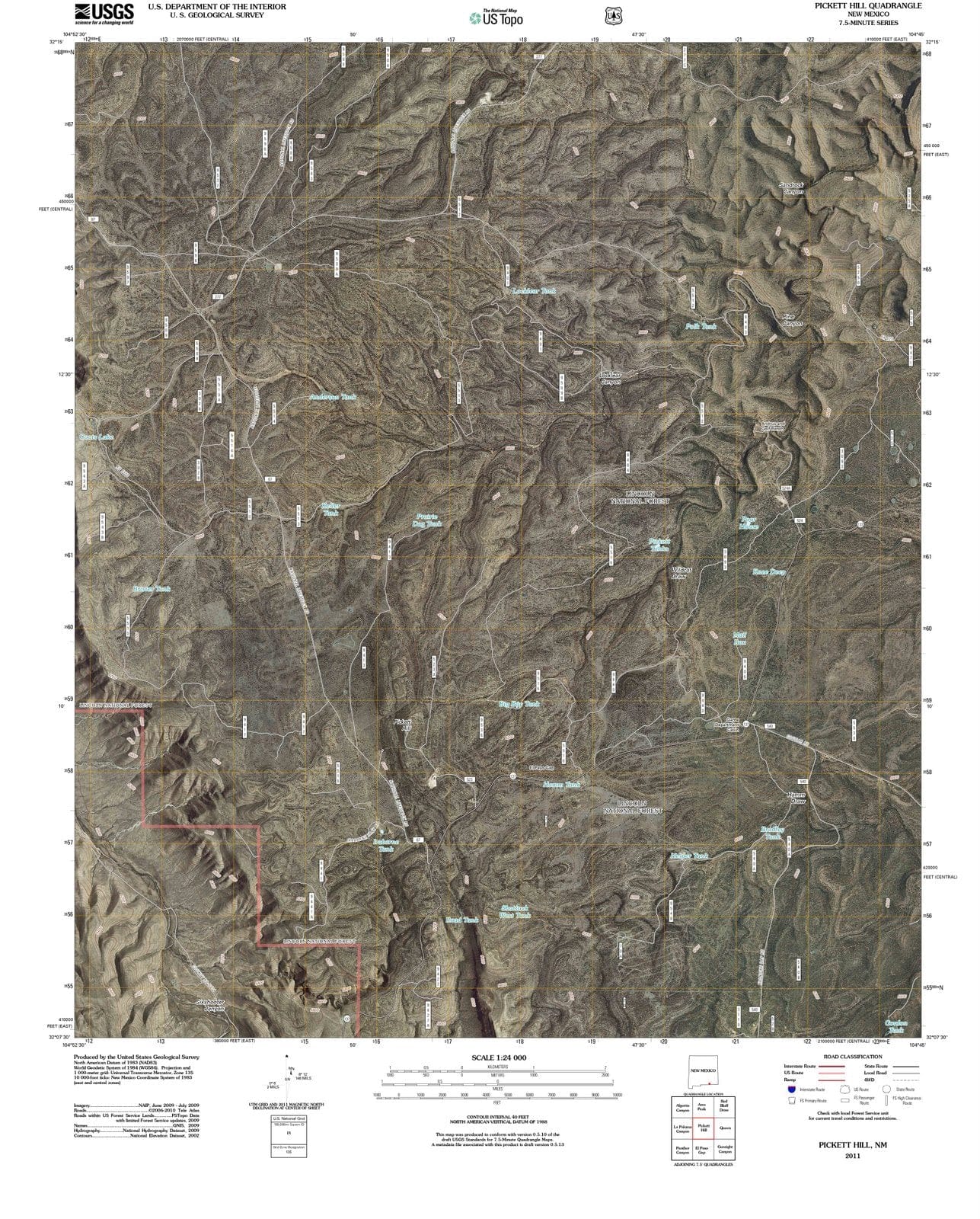 2011 Pickett Hill, NM - New Mexico - USGS Topographic Map