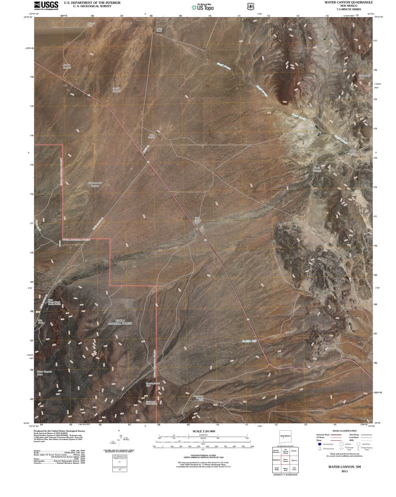 2011 Water Canyon, NM - New Mexico - USGS Topographic Map