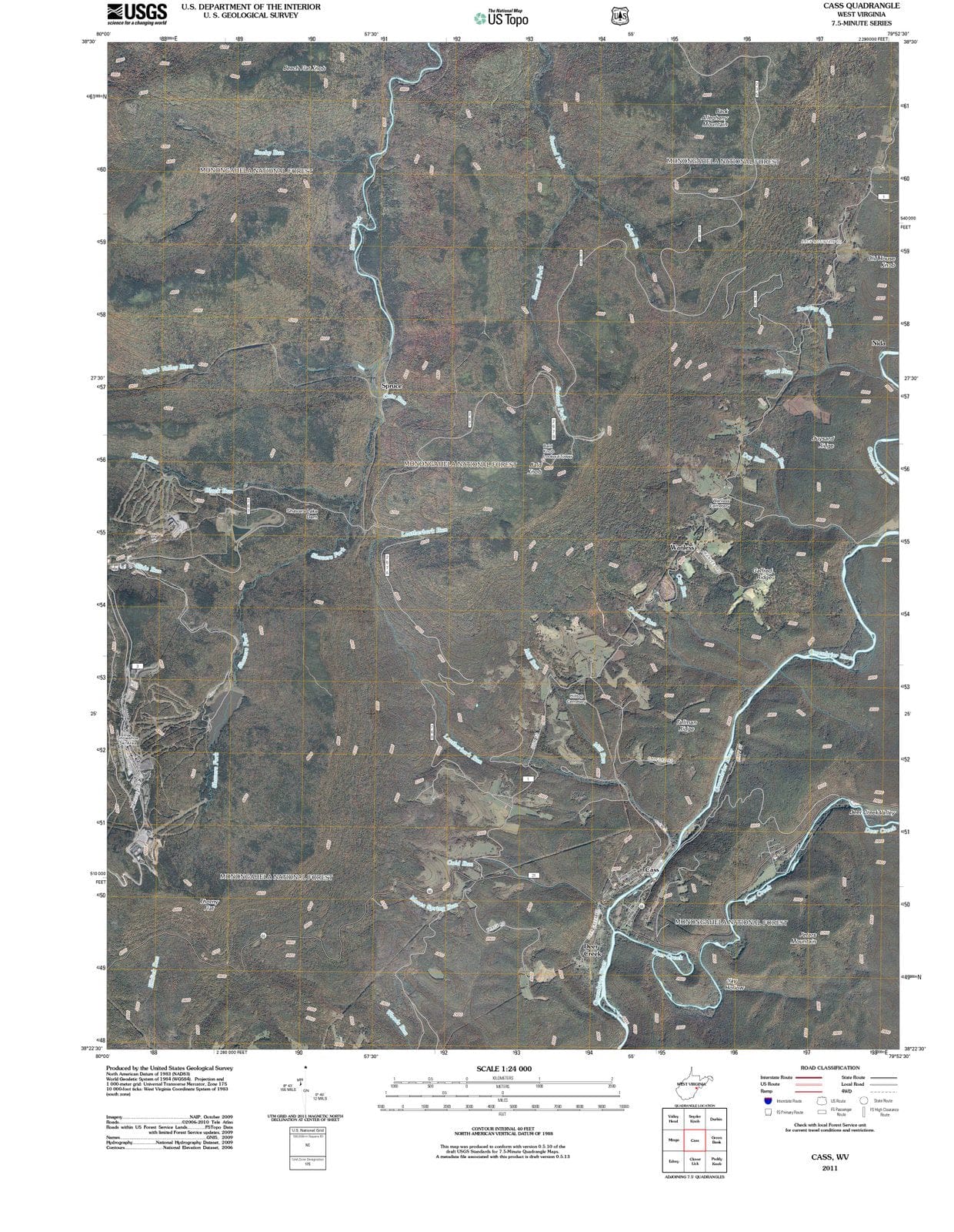 2011 Cass, WV - West Virginia - USGS Topographic Map