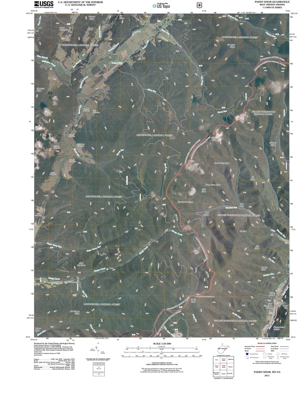 2011 Paddy Knob, WV - West Virginia - USGS Topographic Map