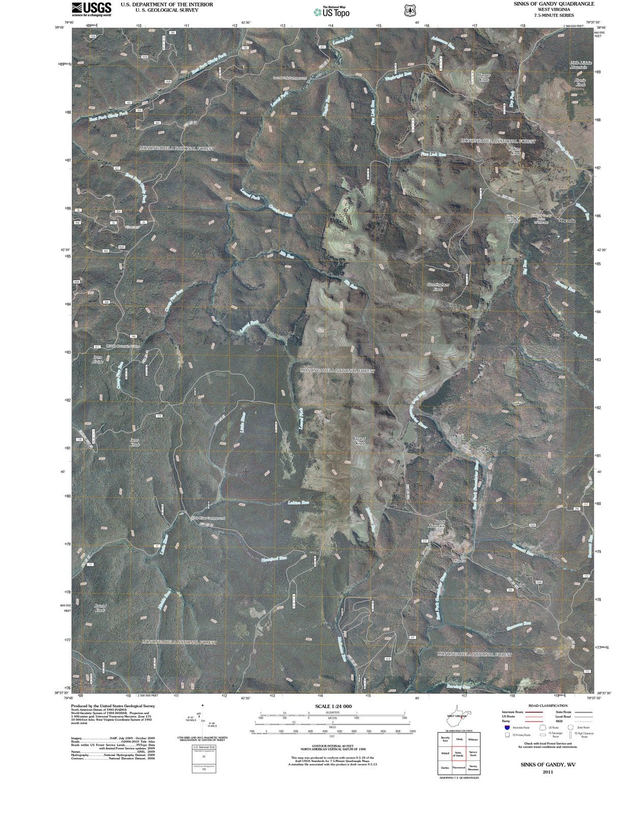 2011 Sinks of Gandy, WV - West Virginia - USGS Topographic Map
