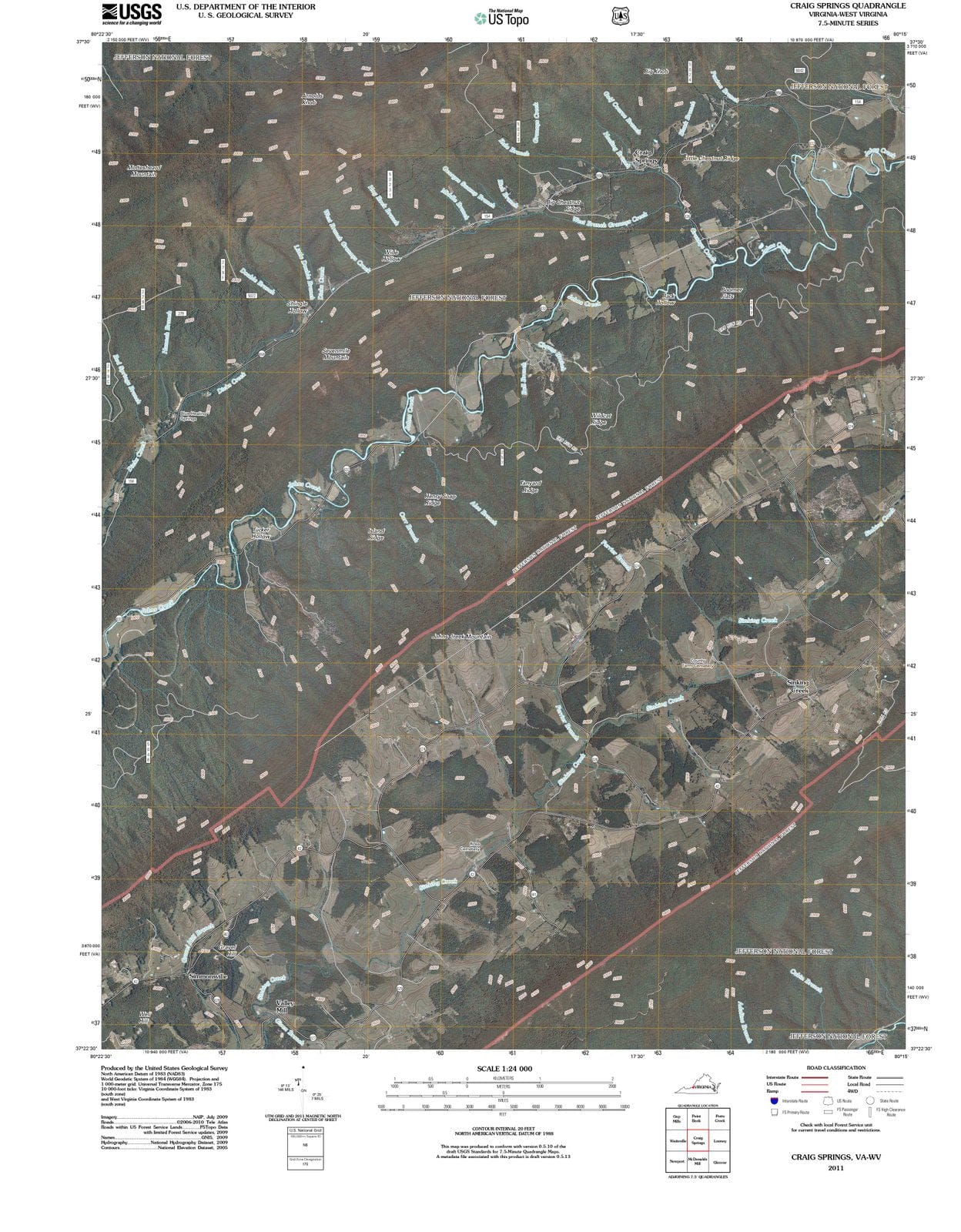 2011 Craig Springs, VA - Virginia - USGS Topographic Map
