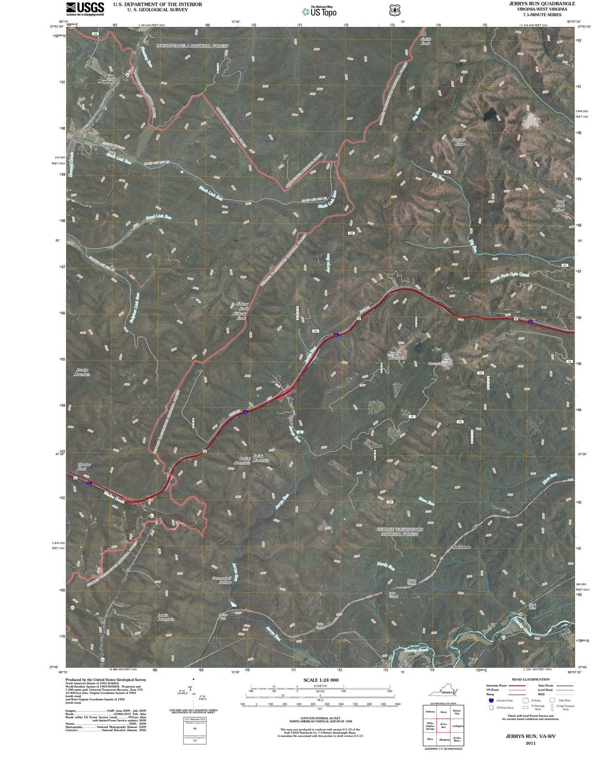 2011 Jerrys Run, VA - Virginia - USGS Topographic Map
