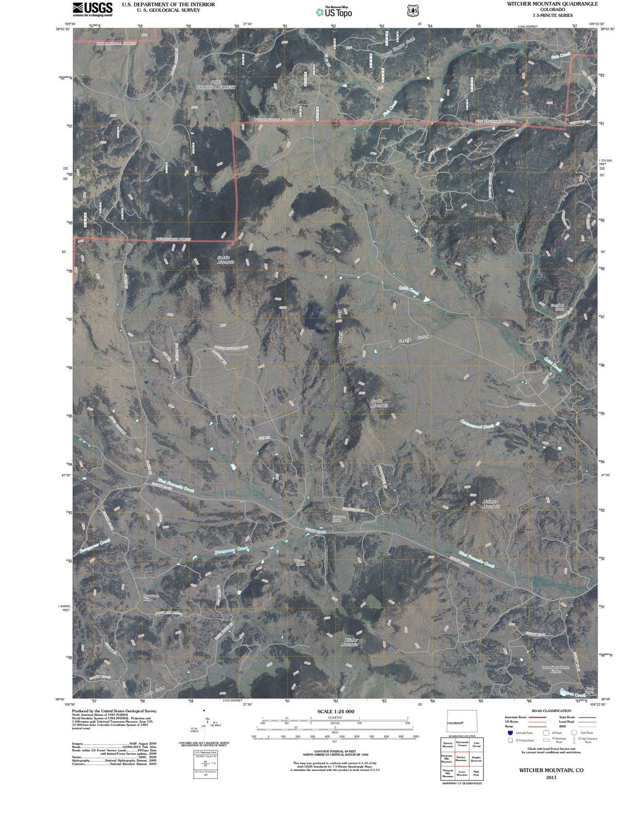 2011 Witcher Mountain, CO - Colorado - USGS Topographic Map
