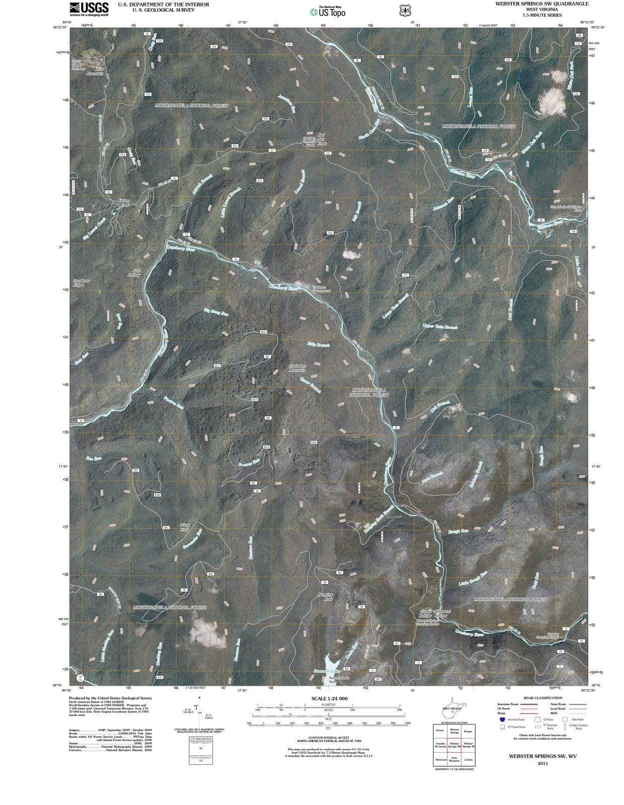 2011 Webster Springs, WV - West Virginia - USGS Topographic Map v3