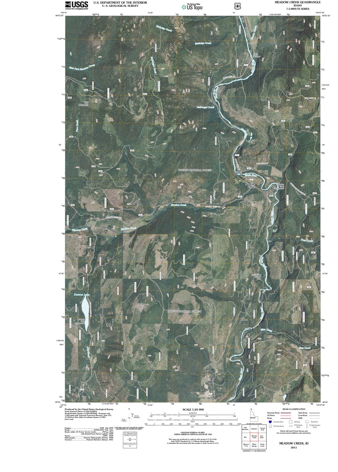 2011 Meadow Creek, ID - Idaho - USGS Topographic Map