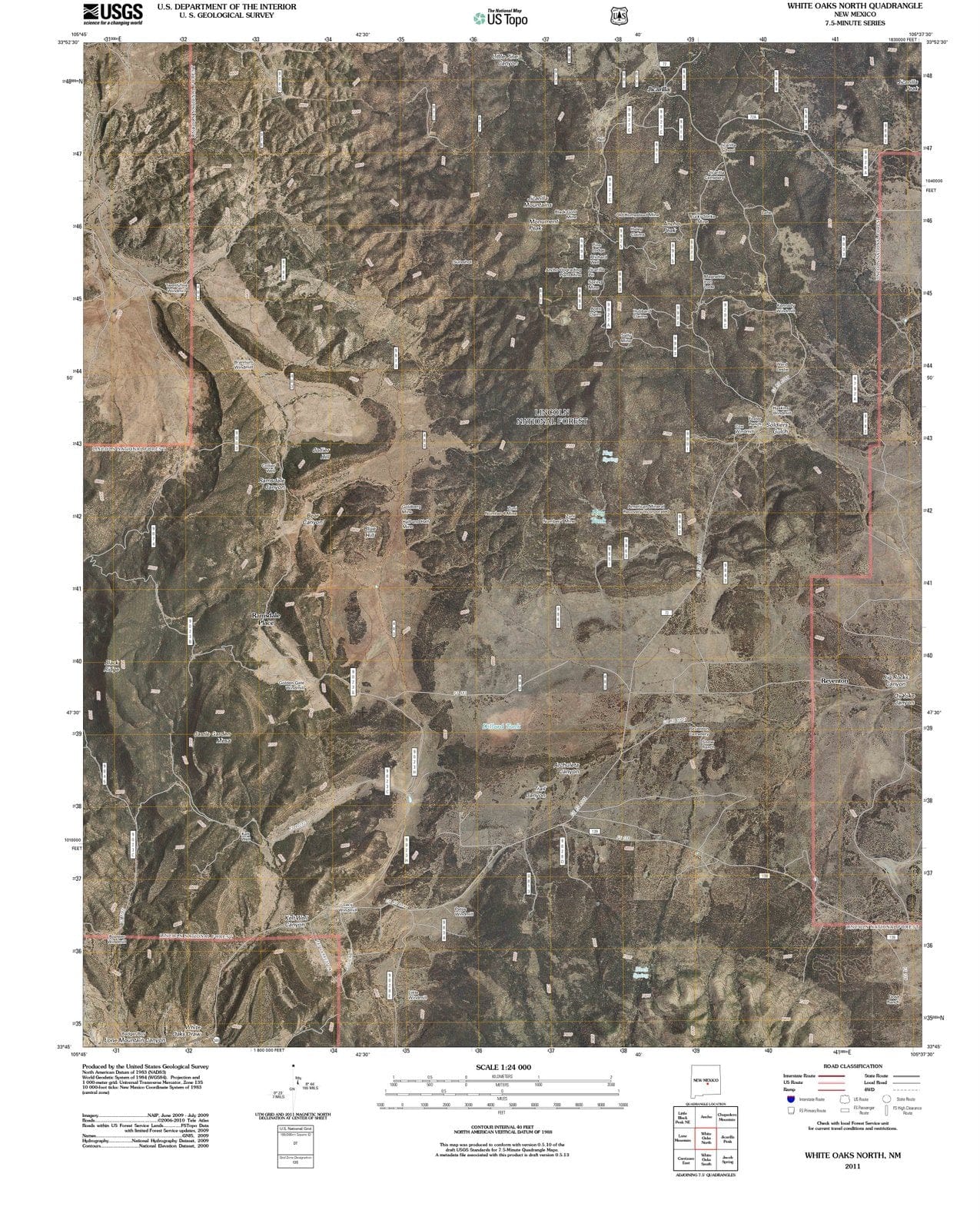 2011 White Oaks North, NM - New Mexico - USGS Topographic Map