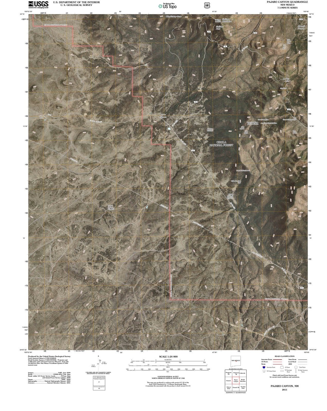2011 Pajaro Canyon, NM - New Mexico - USGS Topographic Map