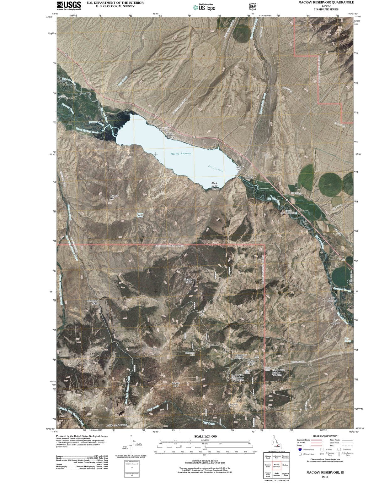 2011 Mackay Reservoir, ID - Idaho - USGS Topographic Map